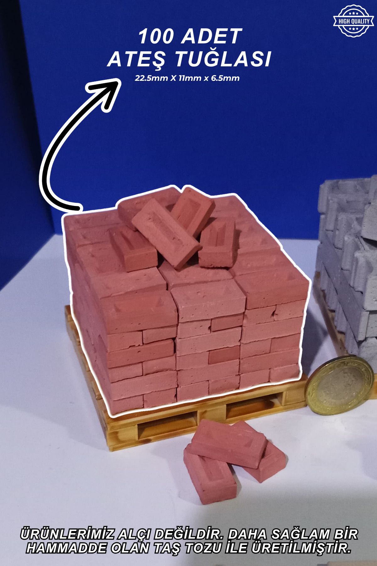 SevindirenŞeyler Mini Ateş Tuğla sı 100 Adet (23 x 11 mm) Diorama, Rölyef, Peysaj vb.
