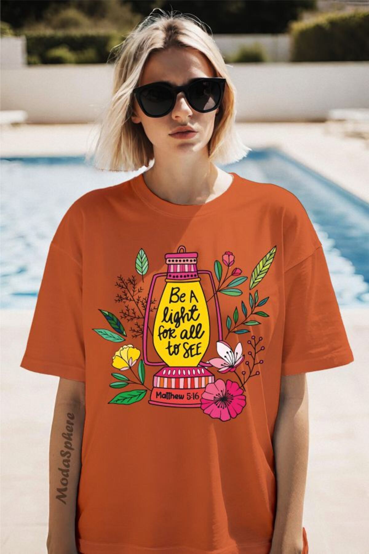 ModaSphere Be a light Baskılı Unisex Oversize Tişört