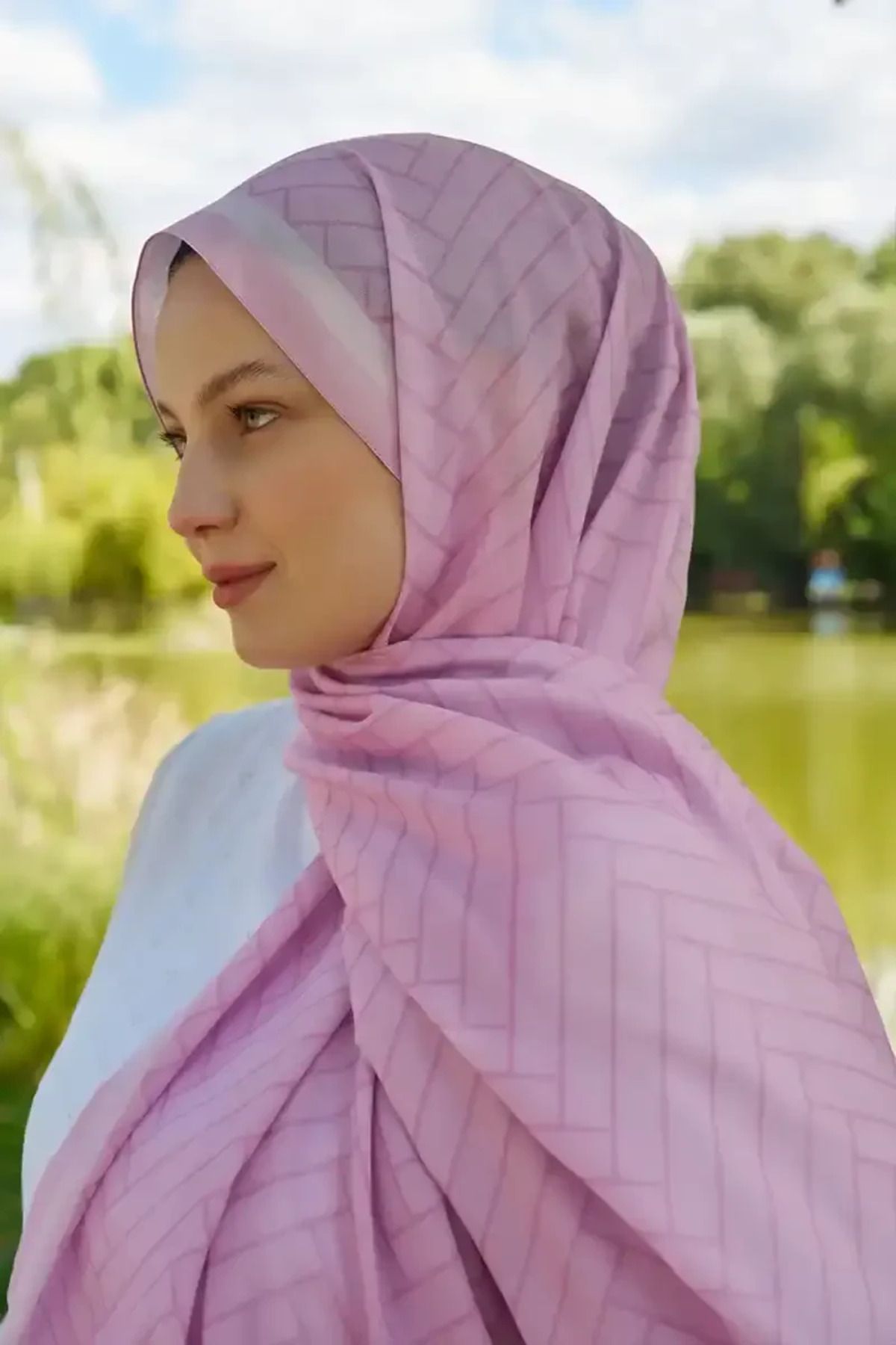 Madame Polo Hyper Zikzak Desen Şal - Pembe