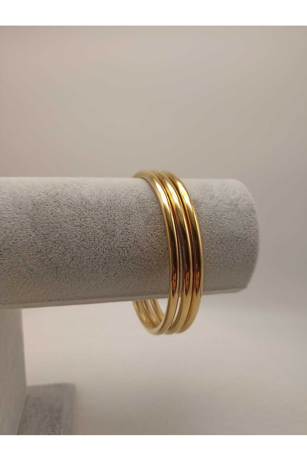 TLSMACCESORIES AJDA ÇELİK BİLEZİK GOLD 65mm. 3LÜ
