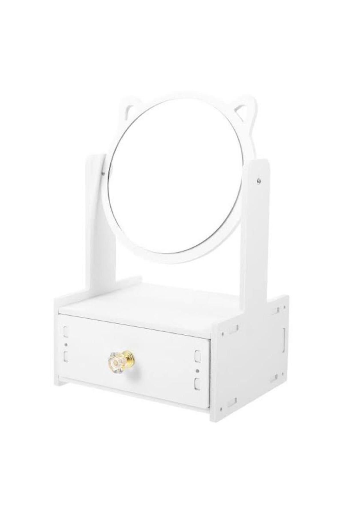 ZHLHOME Mini Kozmetik Aynalı Organizer Masası Beyaz