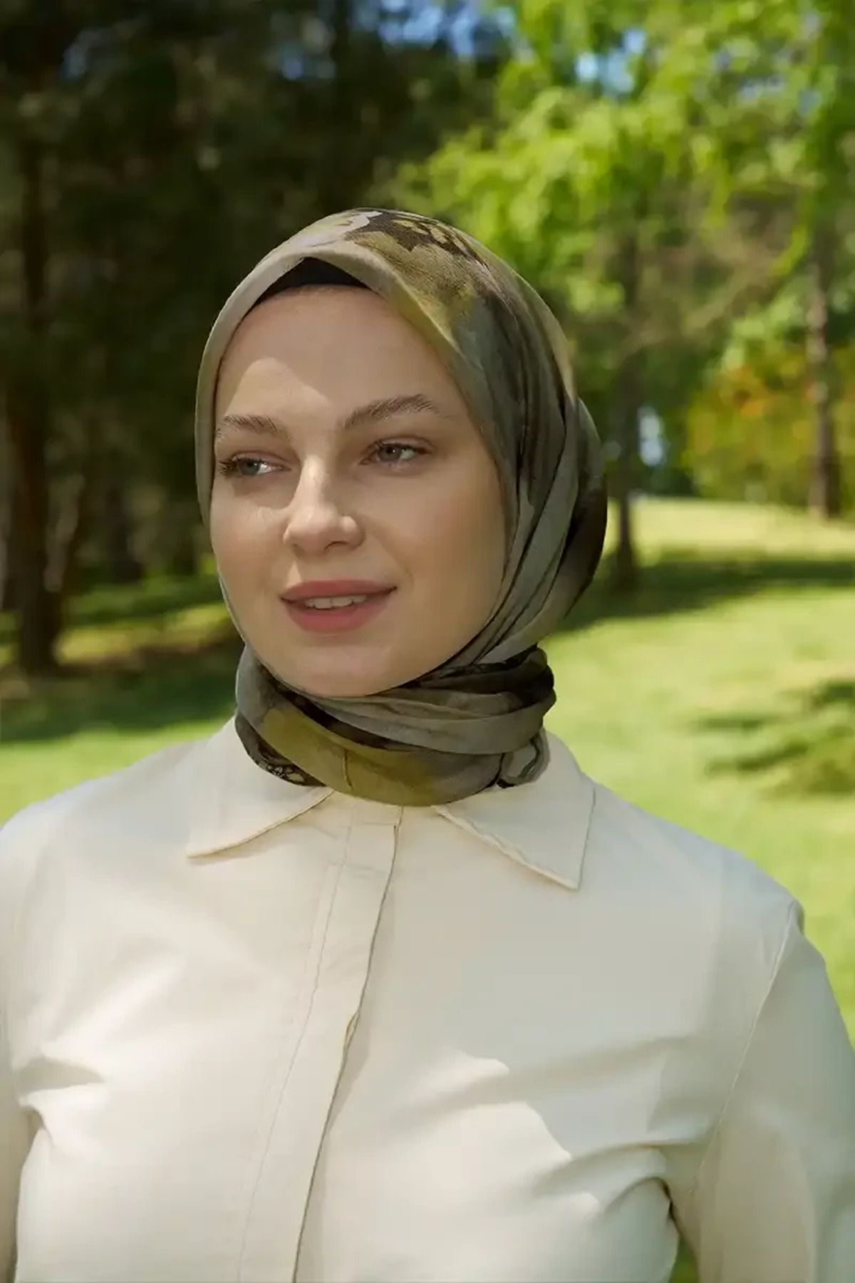Madame Polo Rustic Rosie Desen Eşarp - Haki