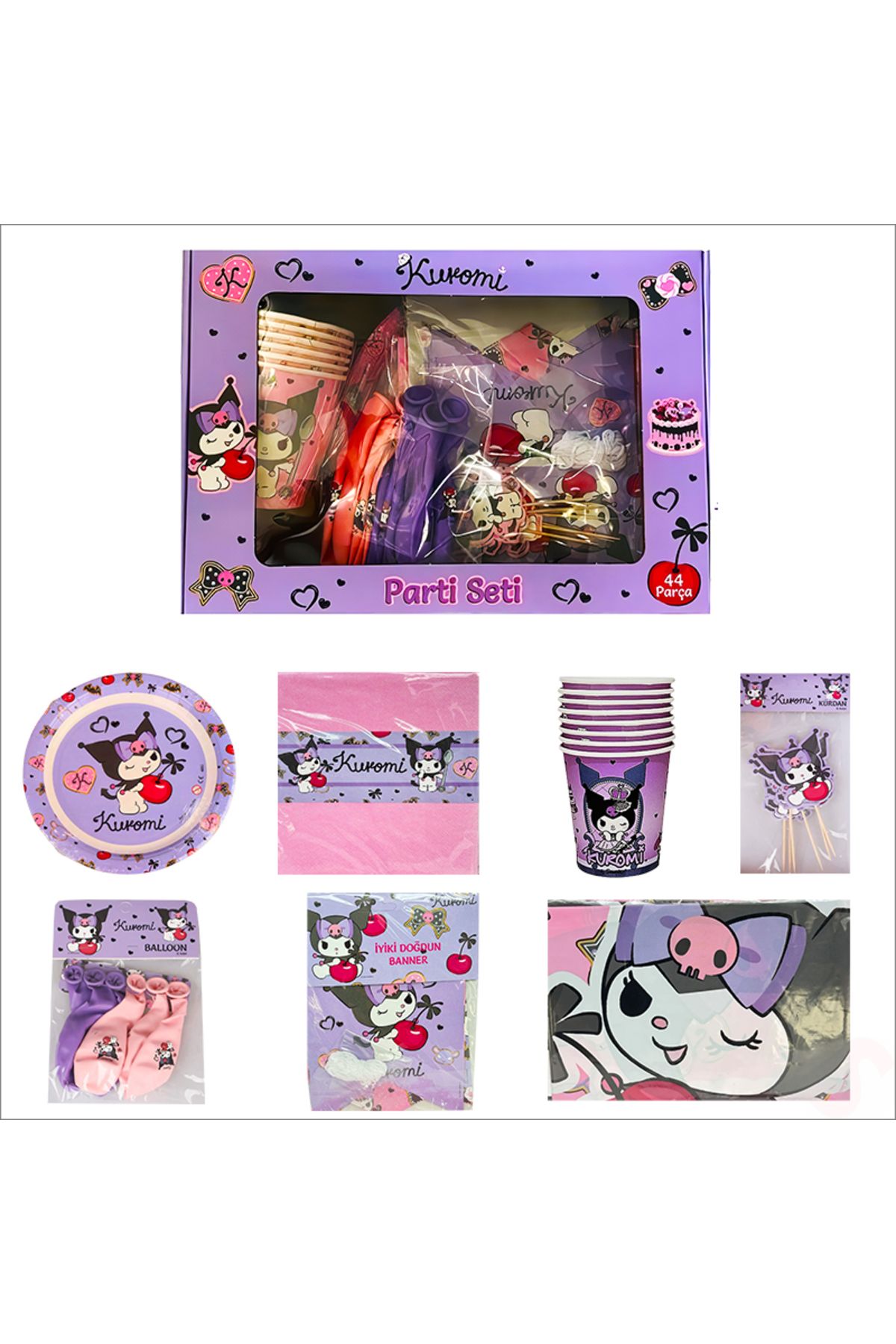 Süsle Baby Party Kuromi, 44 Parça Lisanslı Parti Seti