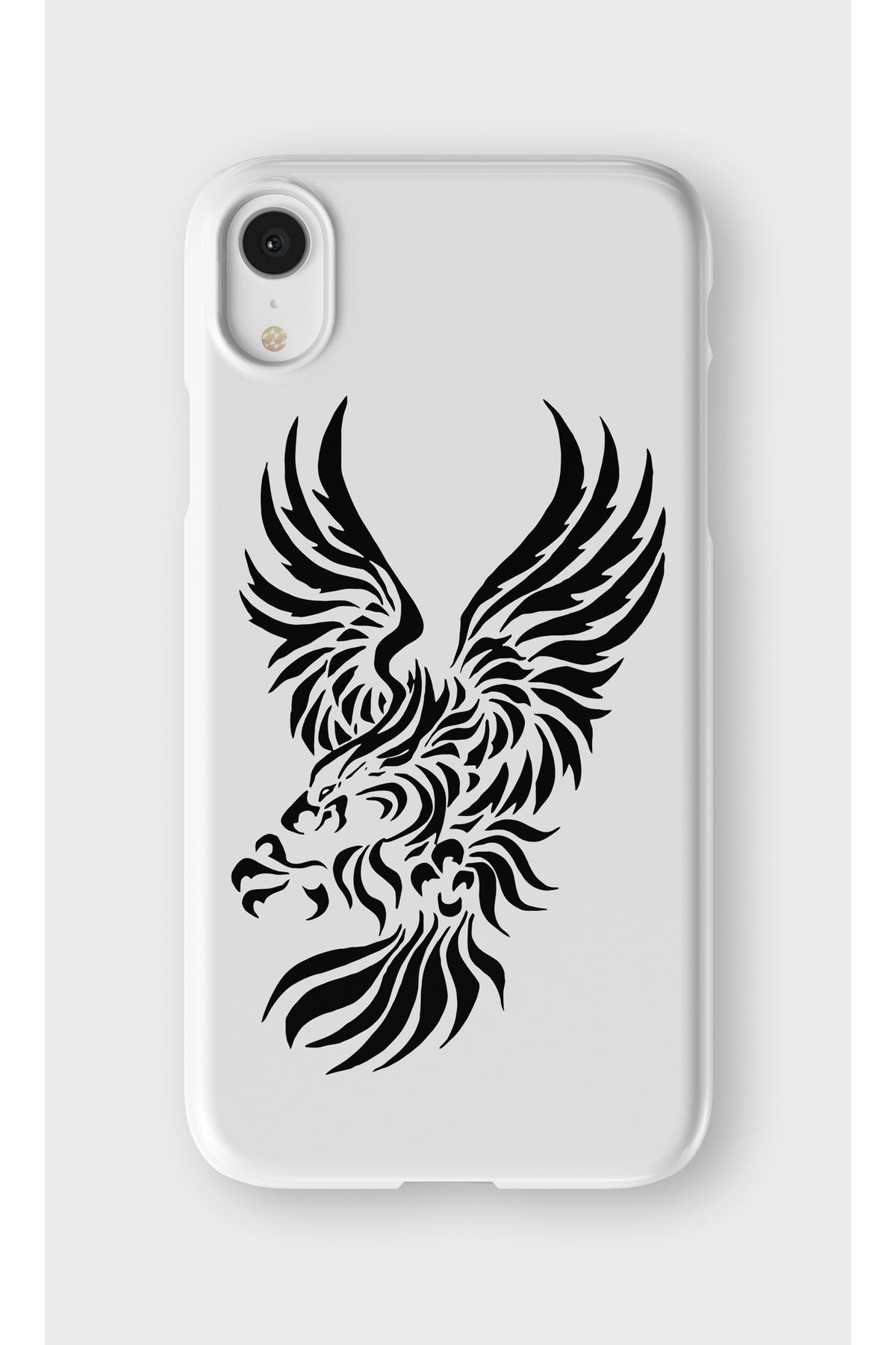 lelia iPhone XR Uyumlu Şahin Tasarımlı İçi Kadife Lansman Beyaz Silikon Kılıf