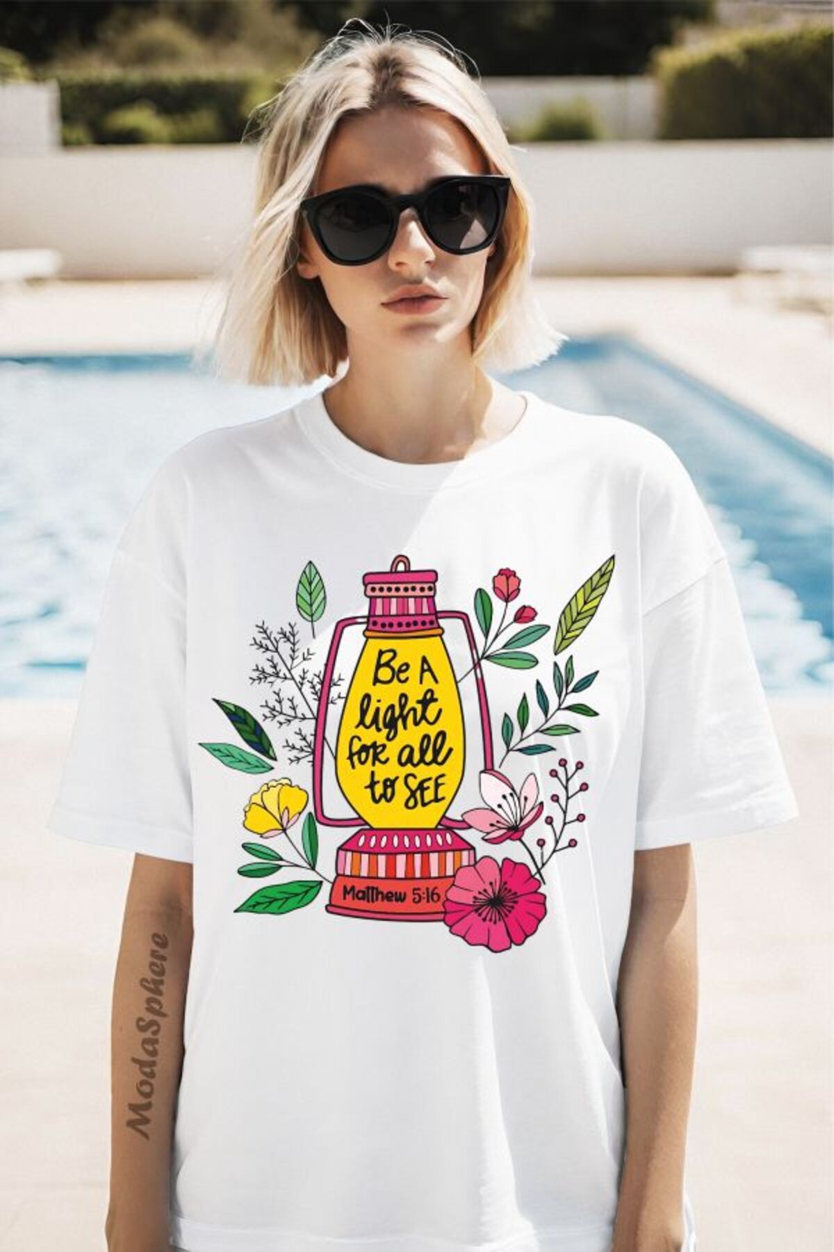 ModaSphere Be a light Baskılı Unisex Oversize Tişört