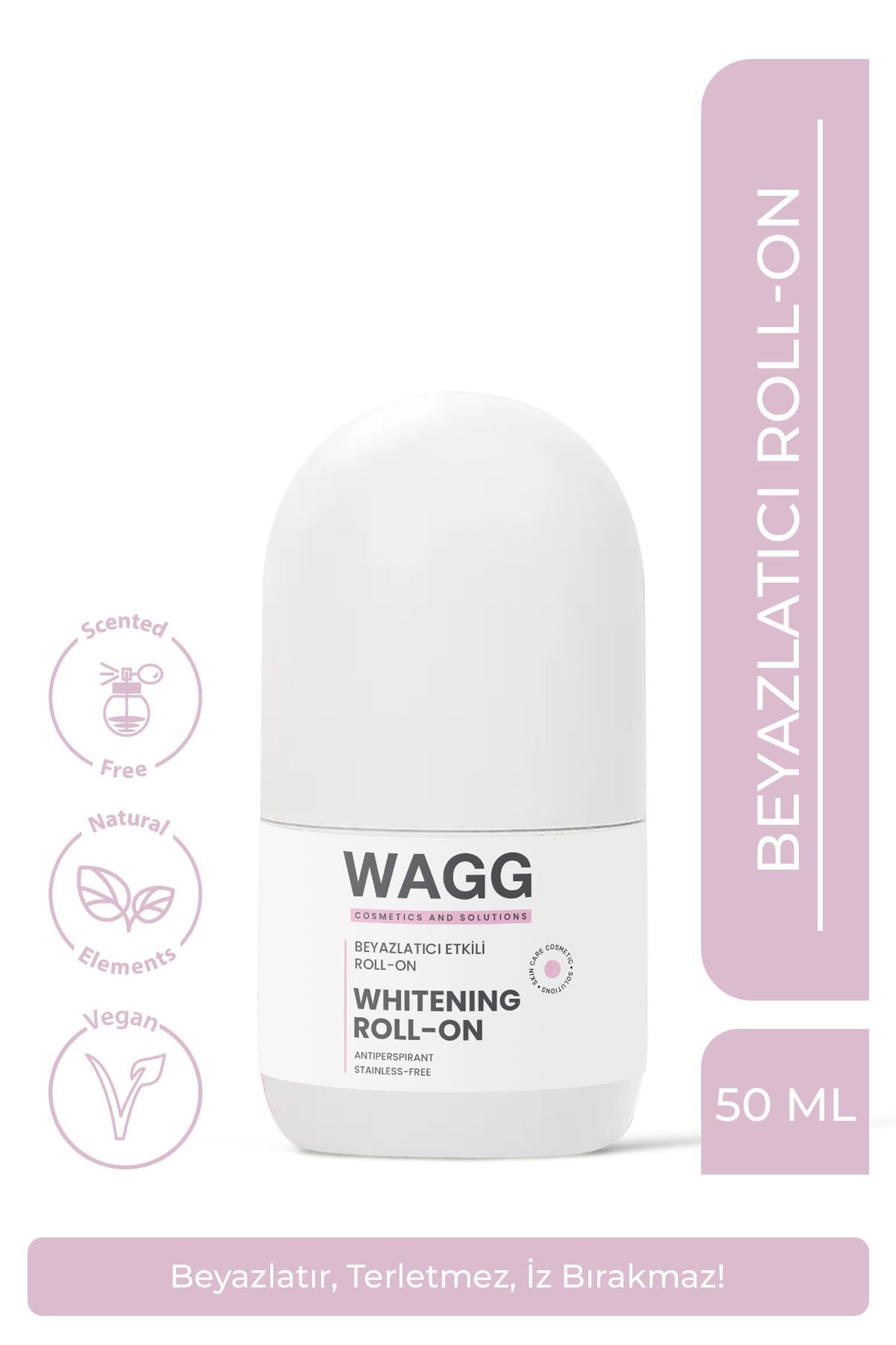 WAGG Cosmetics Beyazlatıcı, ter ve koku önleyici roll on (alimium içermeyen) 50 ml