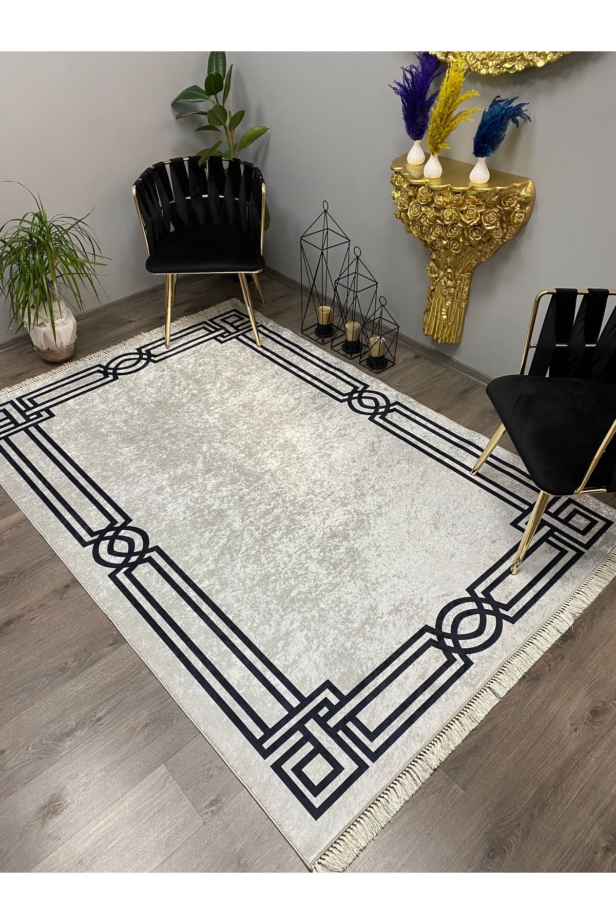 Monisso MONİSSO HALI Vera Gri Siyah Kaymaz Taban, leke Tutmaz, Mutfak Halısı, Salon Halısı ve Yolluk