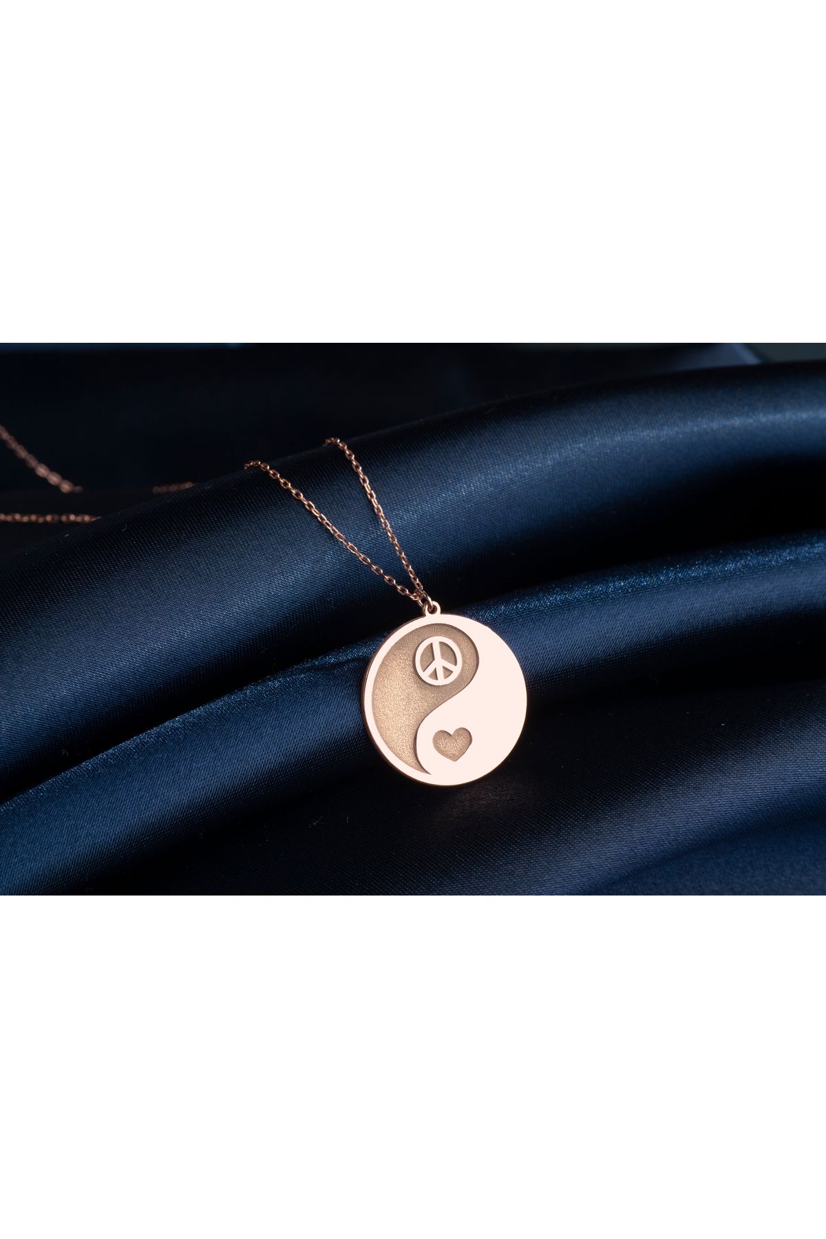 DIZY SILVER Yin Yang Kolye • Barış ve Sevgi Sembolü • 925 Ayar Rose Gümüş