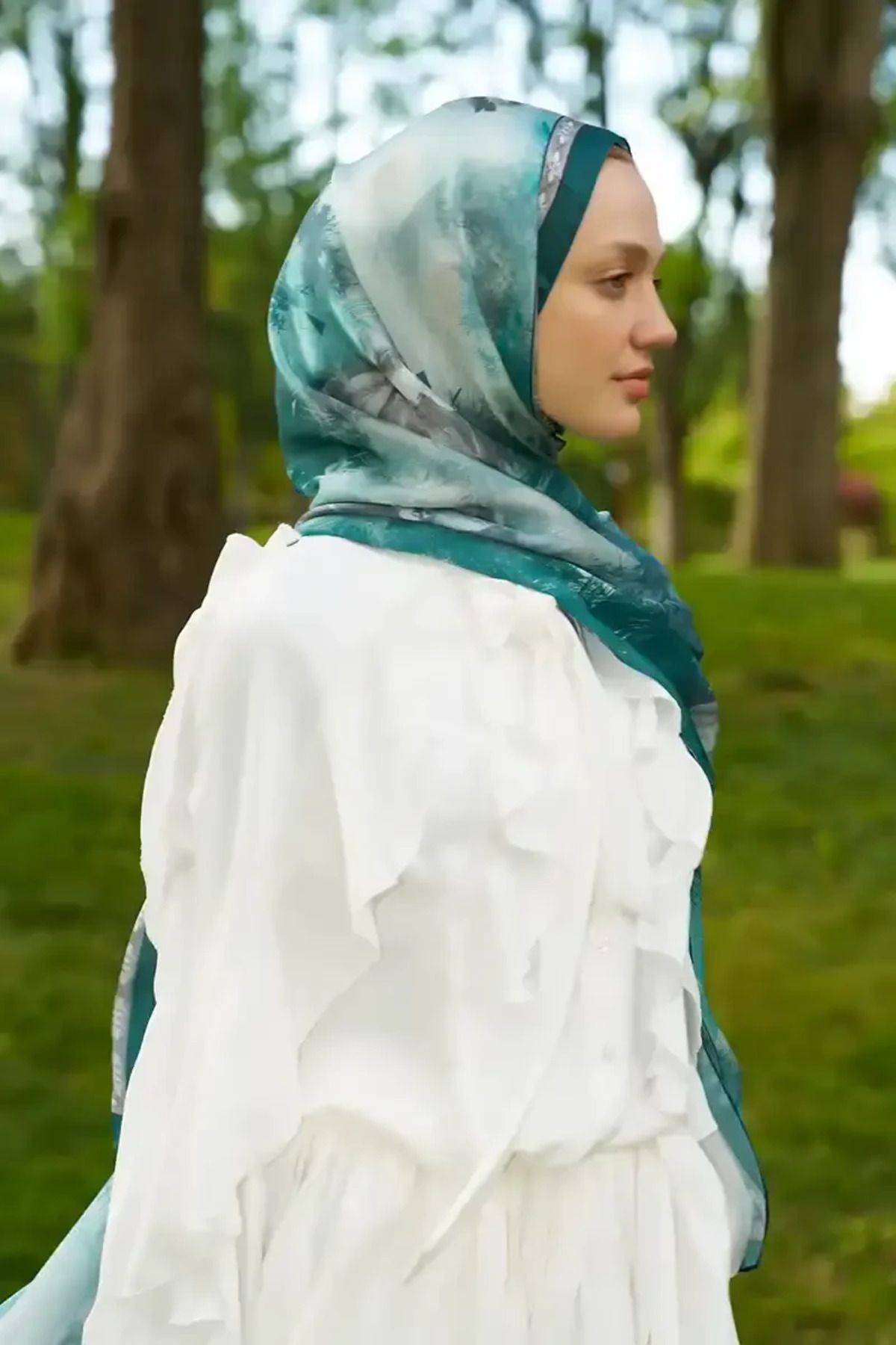 Madame Polo Crystal Perla Desen Şal - Petrol