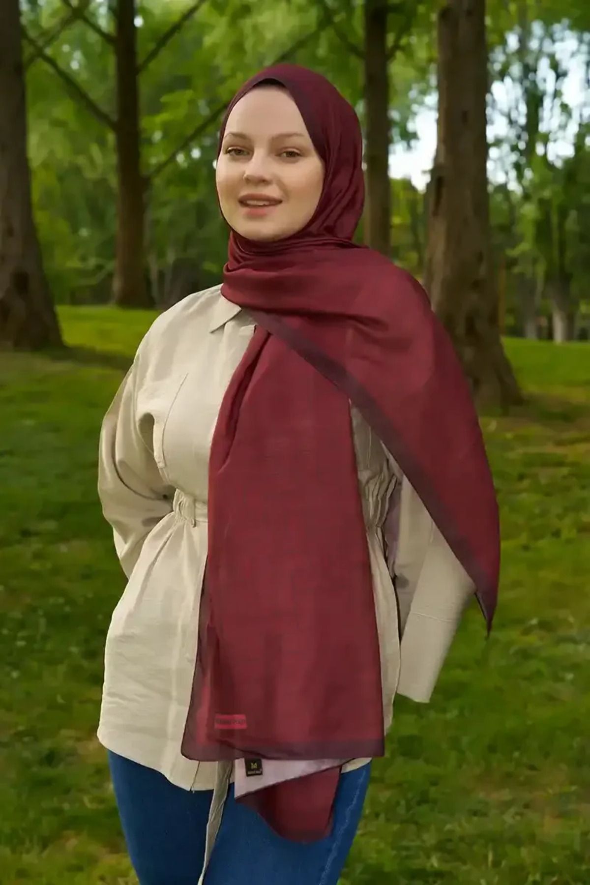 Madame Polo Hyper Geometrik Desen Şal - Bordo