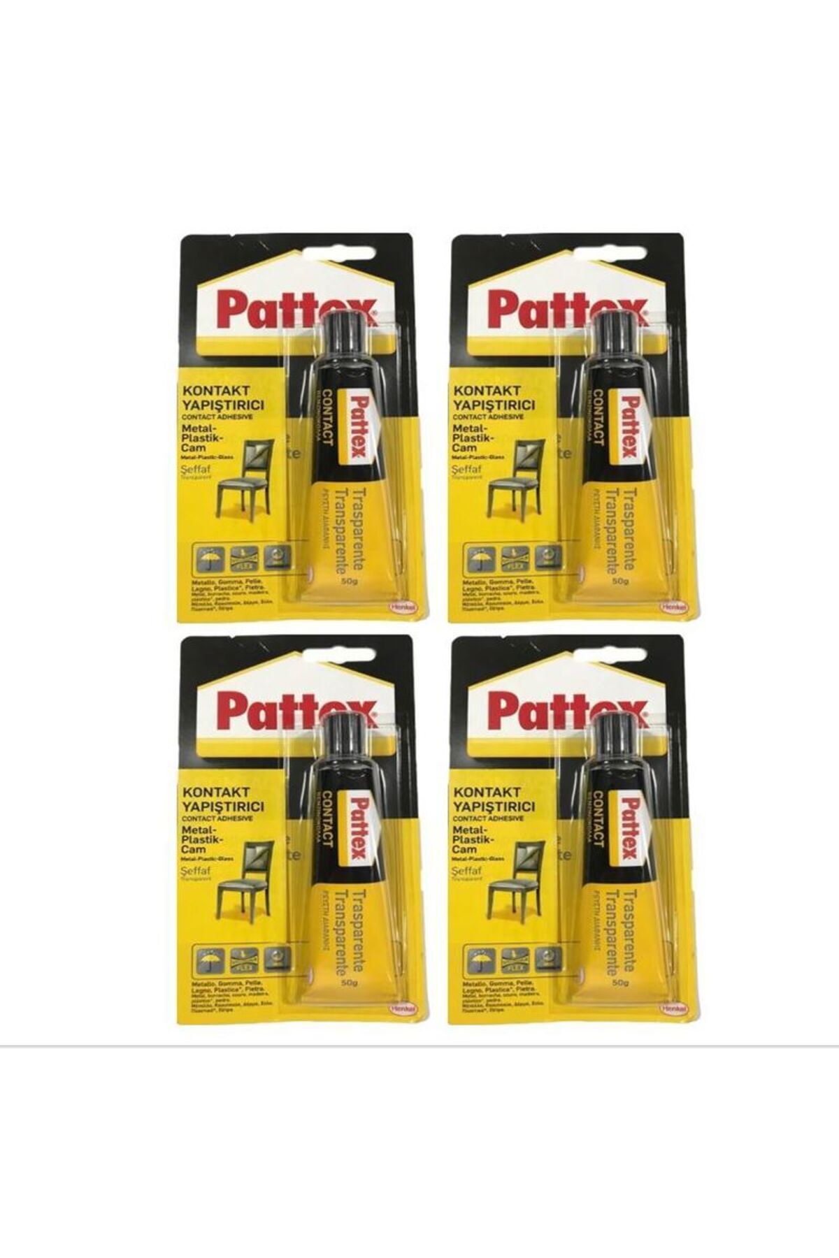 Pattex UNİVERSAL KONTAK YAPIŞTIRICI METAL PLASTİK CAM 50ML 4 ADET