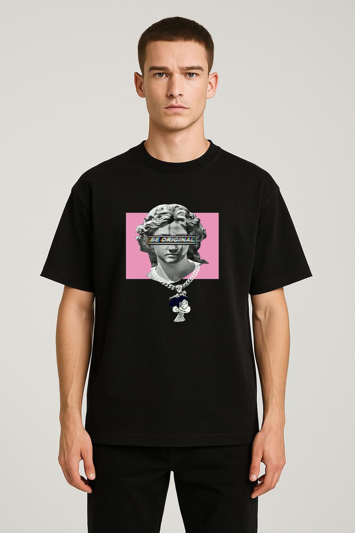 MODA Unisex Oversize Kalıp Be Original Baskılı T-Shirt