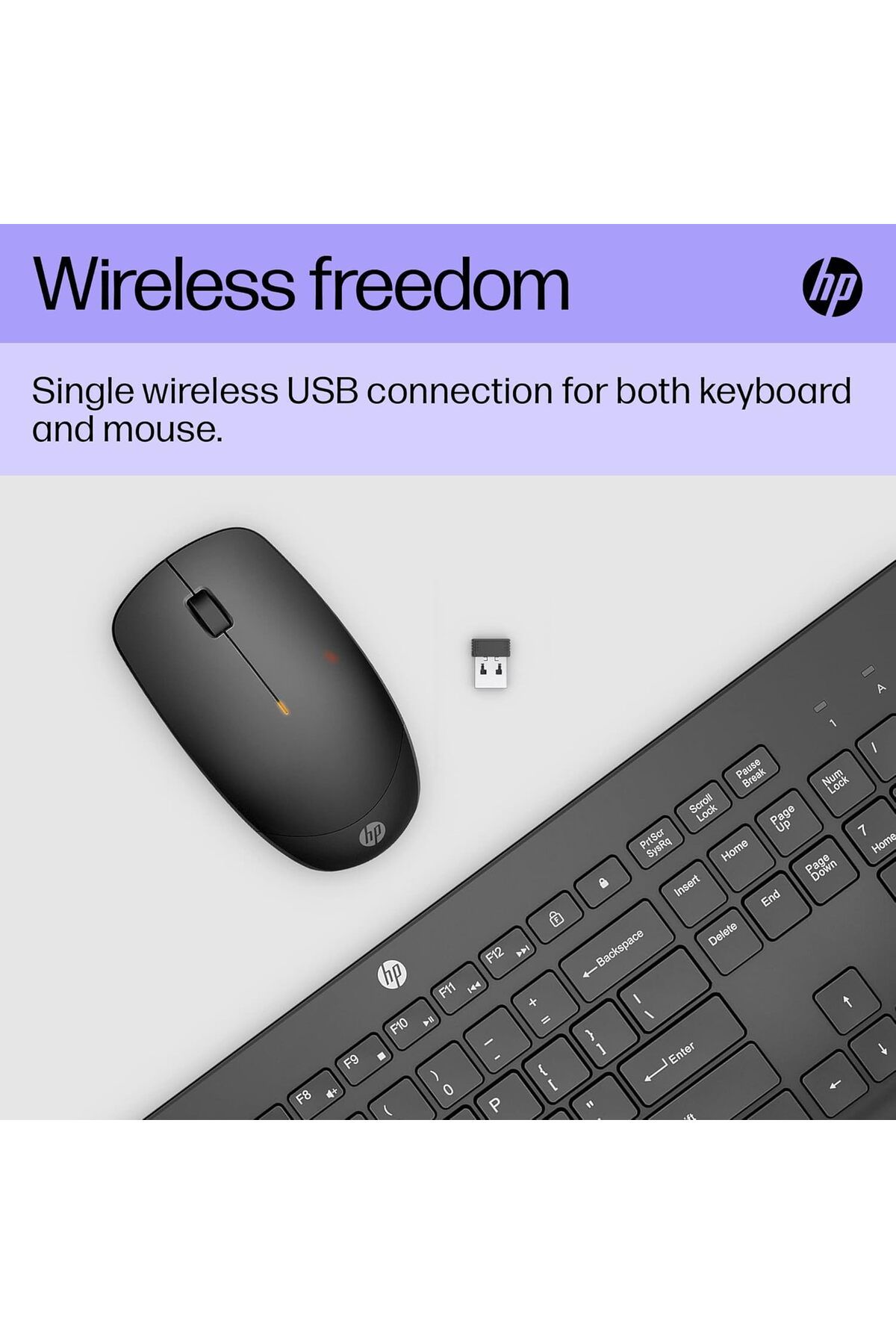 HP-مجموعة لوحة المفاتيح والماوس اللاسلكية 230، مستقبل USB-A Nano لاسلكي 2.4 جيجاهرتز، بدقة تصل إلى 1600 نقطة في البوصة، 5
