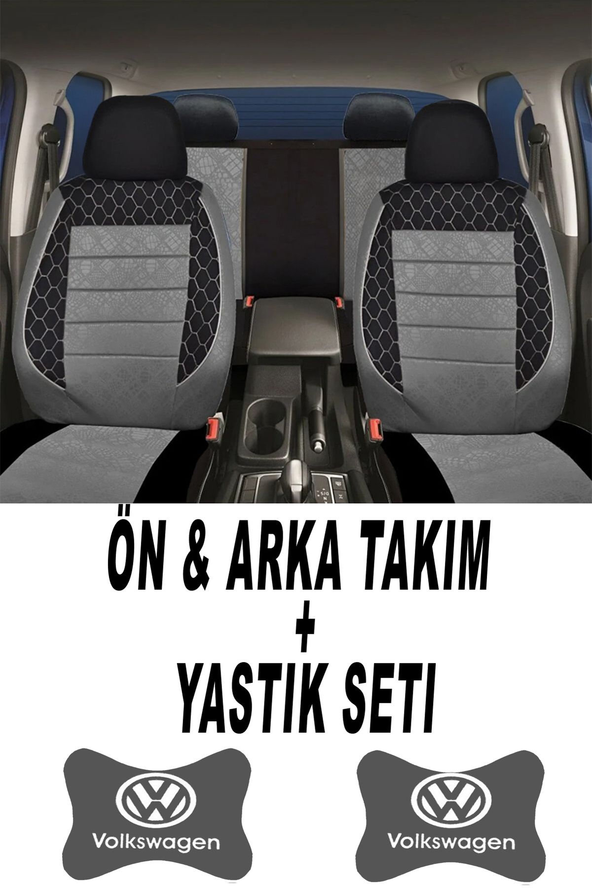 1araba1ev Oto Koltuk Kılıfı Volkswagen Ön Arka Takım + 2 Adet Boyun Yastığı Seti