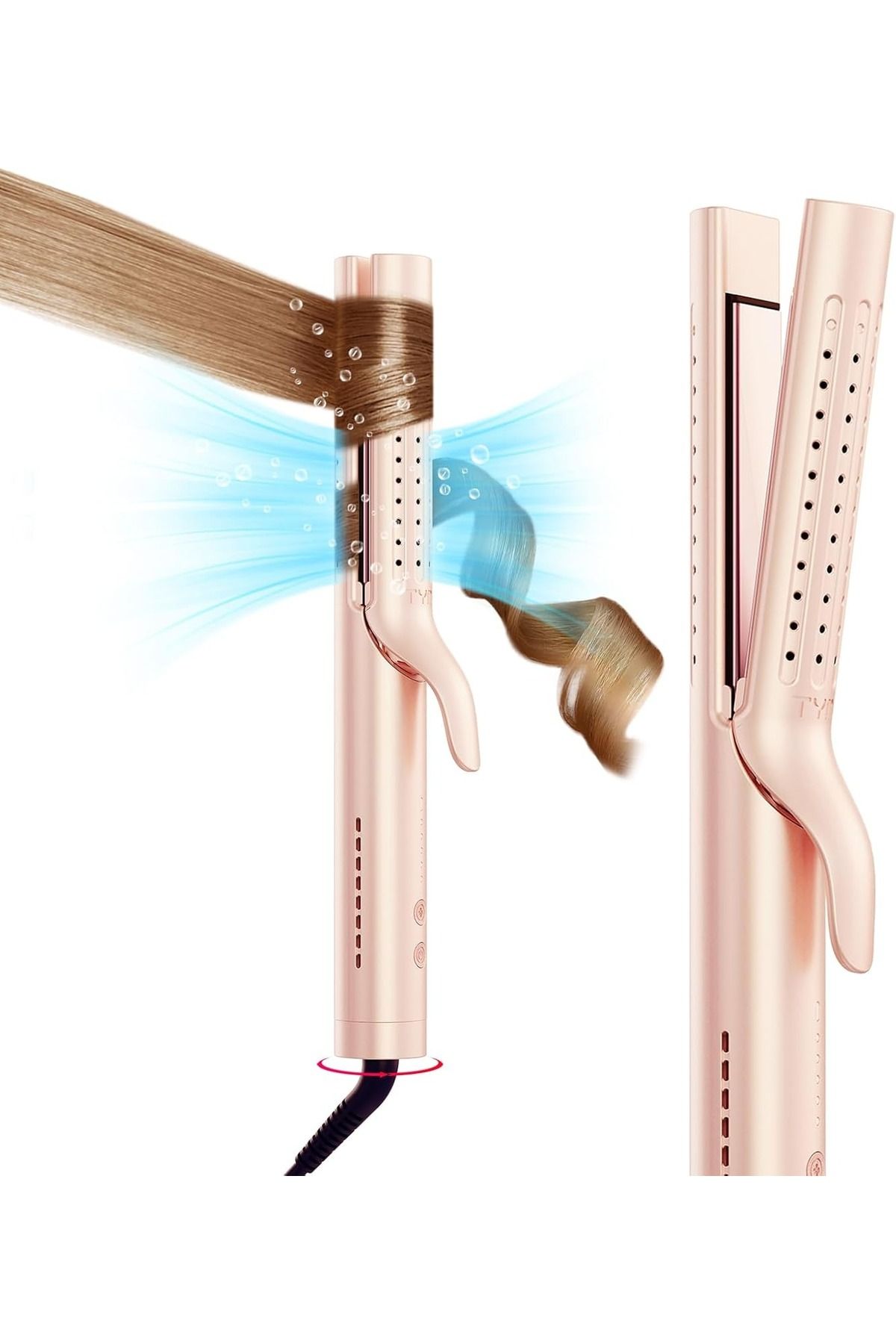 TYMO Airflow 2'si 1 Arada Düzleştirici ve Maşa, İyon Teknolojili, 360° Soğuk Hava Üflemeli, 32 mm