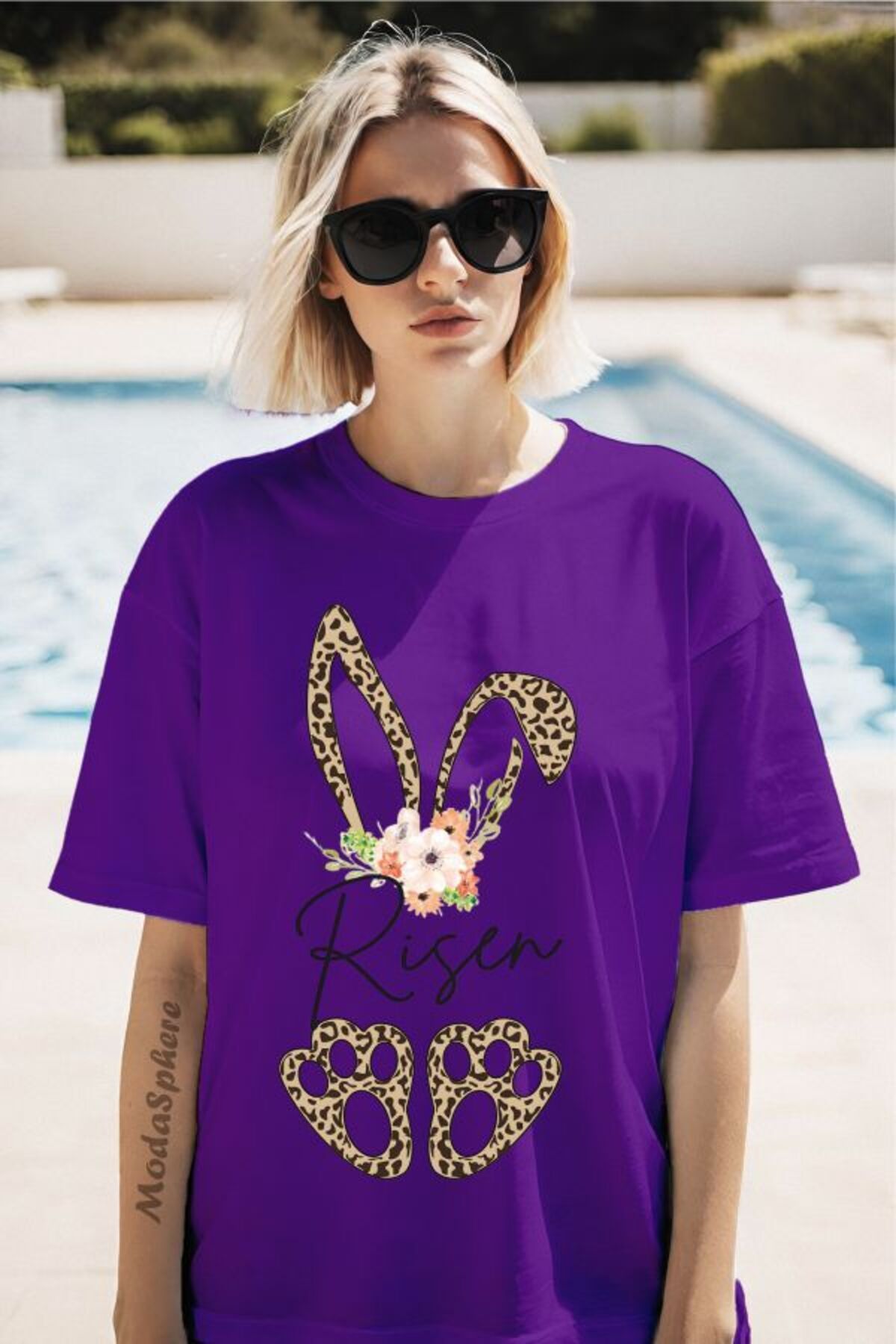 ModaSphere Risen Tavşan Baskılı Unisex Oversize Tişört