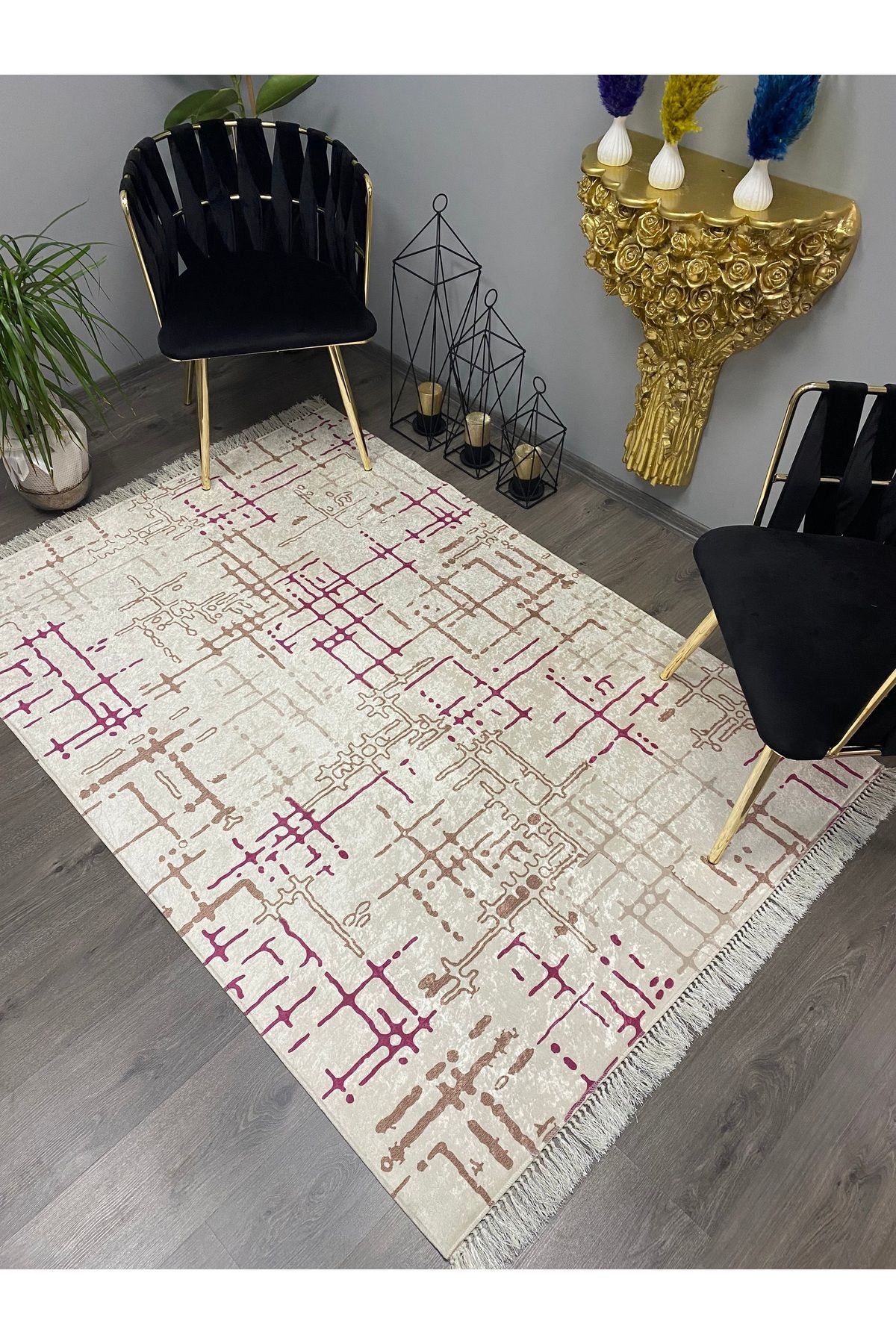 Monisso MONİSSO HALI İdil Fuşya Kaymaz Taban, leke Tutmaz, Mutfak Halısı, Salon Halısı ve Yolluk