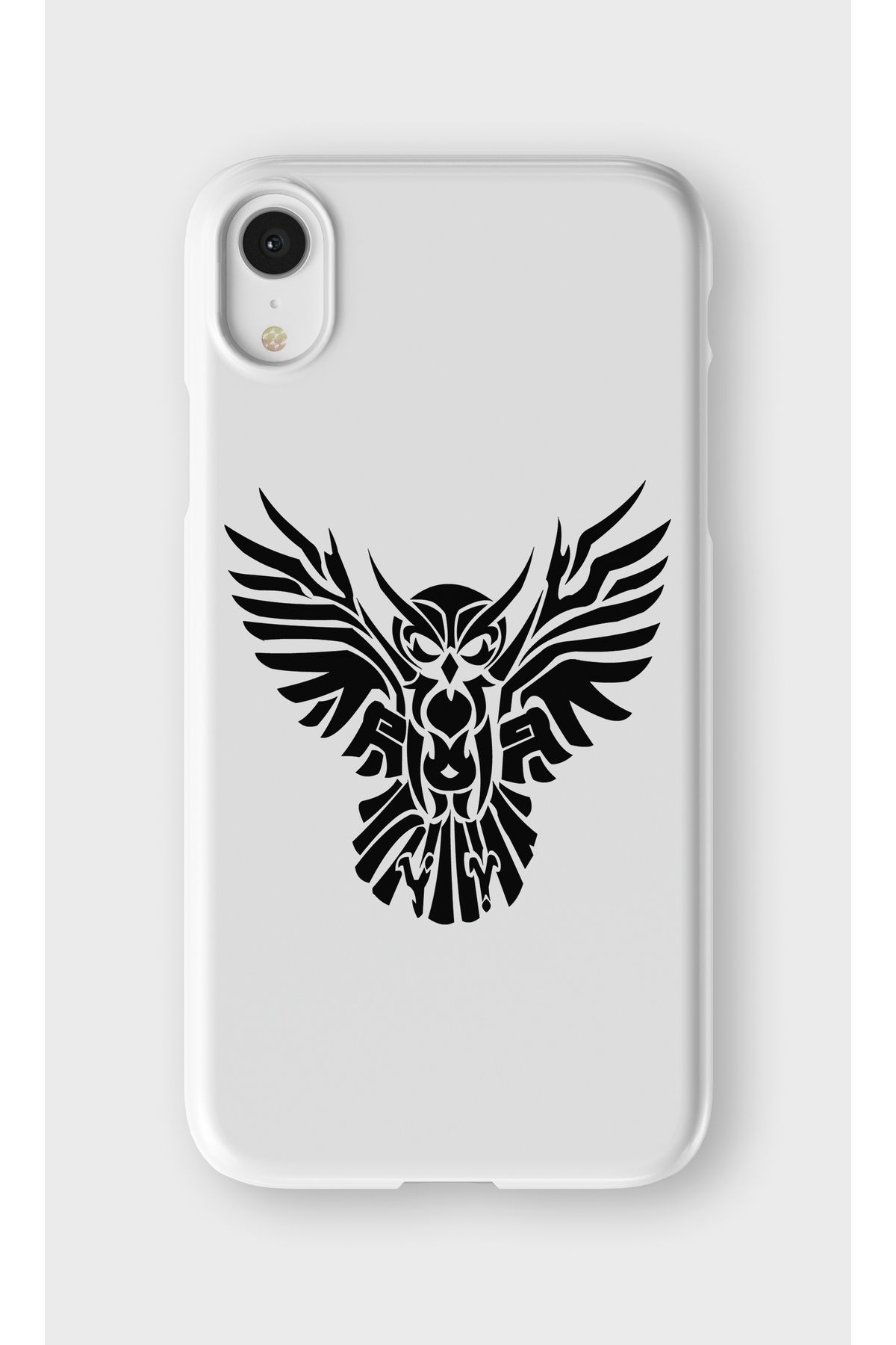 lelia iPhone XR Uyumlu Baykuş Tasarımlı İçi Kadife Lansman Beyaz Silikon Kılıf