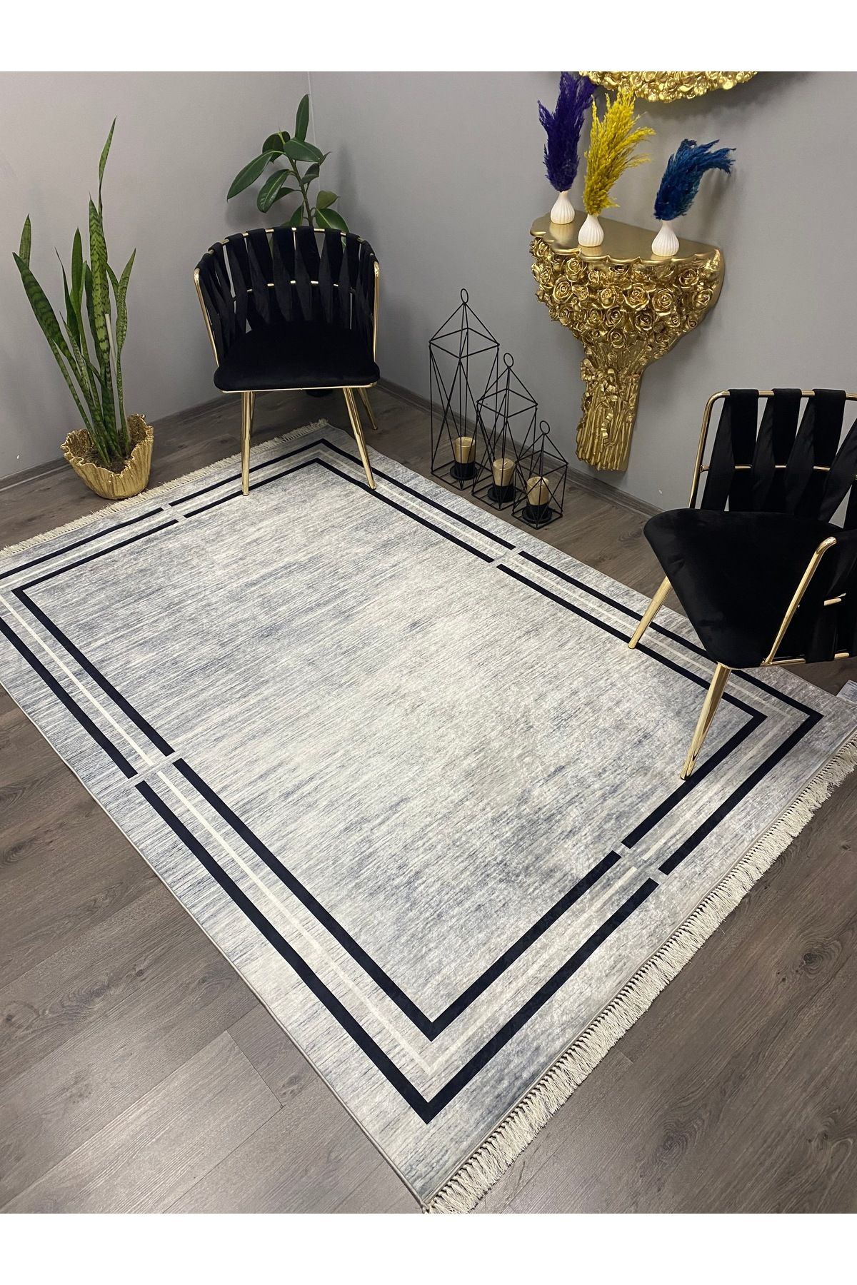 Monisso MONİSSO HALI Tron Gri Kaymaz Taban, leke Tutmaz, Mutfak Halısı, Salon Halısı ve Yolluk