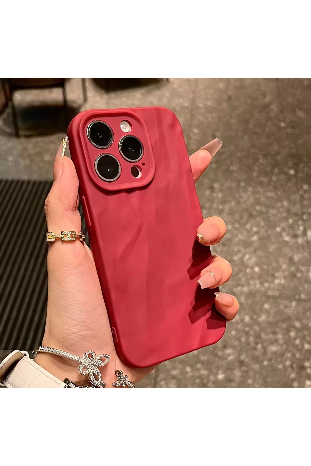 MirazTasarim IPHONE 16 PRO BORDO 3D ÇİZGİ DESENLİ KILIF