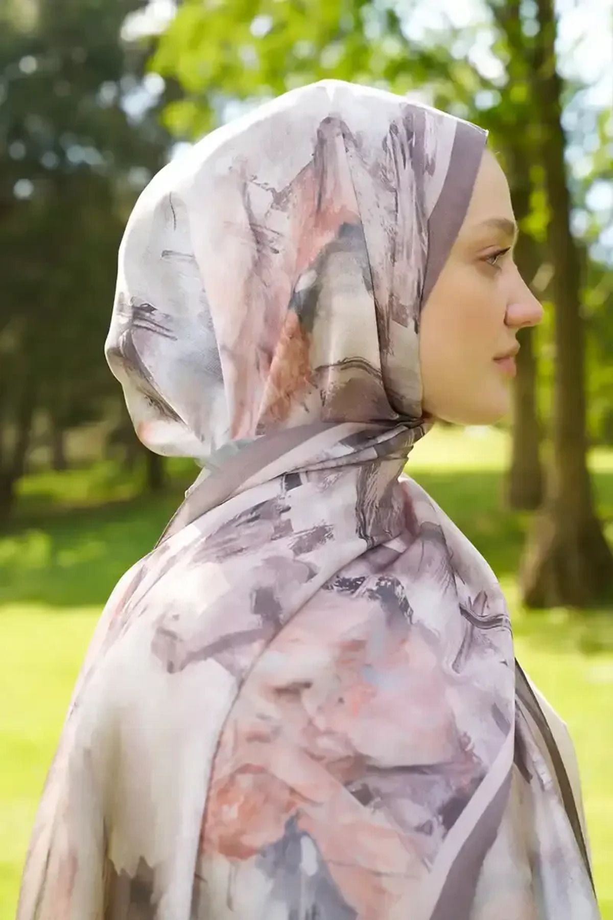 Madame Polo Crystal Flower Desen Şal - Vizon