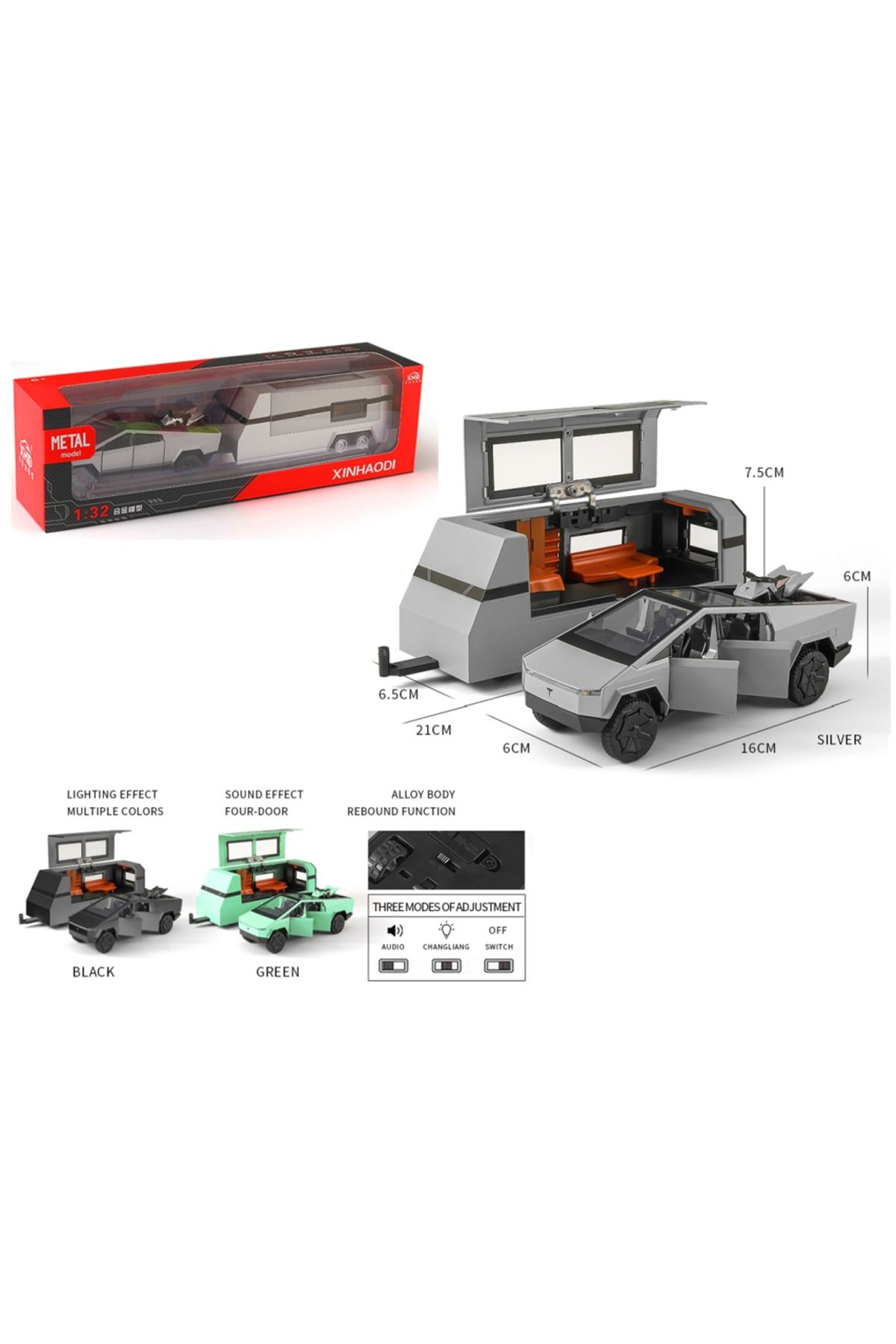 Banadabak ALLOY CAR MODEL ÇEKBIRAK ARABA TRUCK KARAVAN METAL AÇILIR KAPI SESLİ IŞIKLI 1:32 6+ (1 Adet Fiyatı)