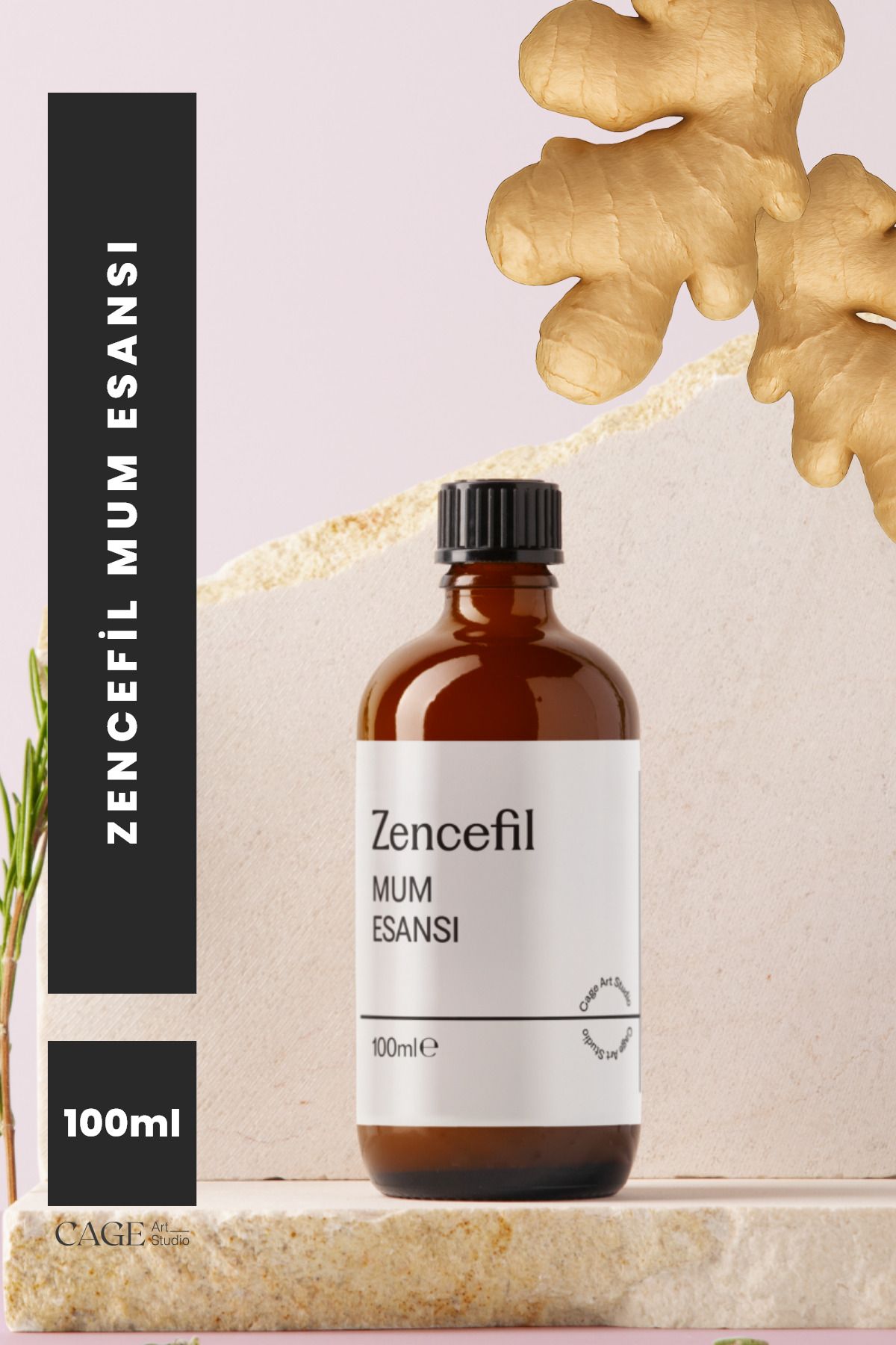 Cageartstudio Zencefil Mum Esansı 100 Ml, Yüksek Kalite Mum Esansı, Mum Koku Esansı, Soya Wax Esansı