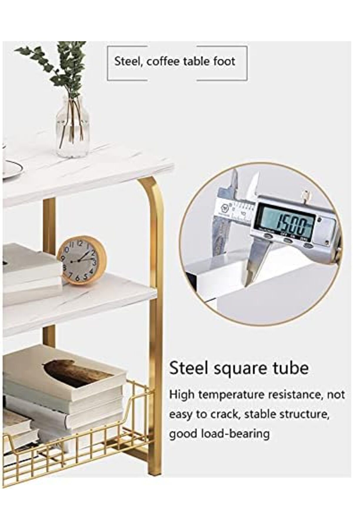 Generic-Side Table, 2/3/4 Tier Industrial Style Bedside Table with Storage Rack, High Side Table for Small S 9