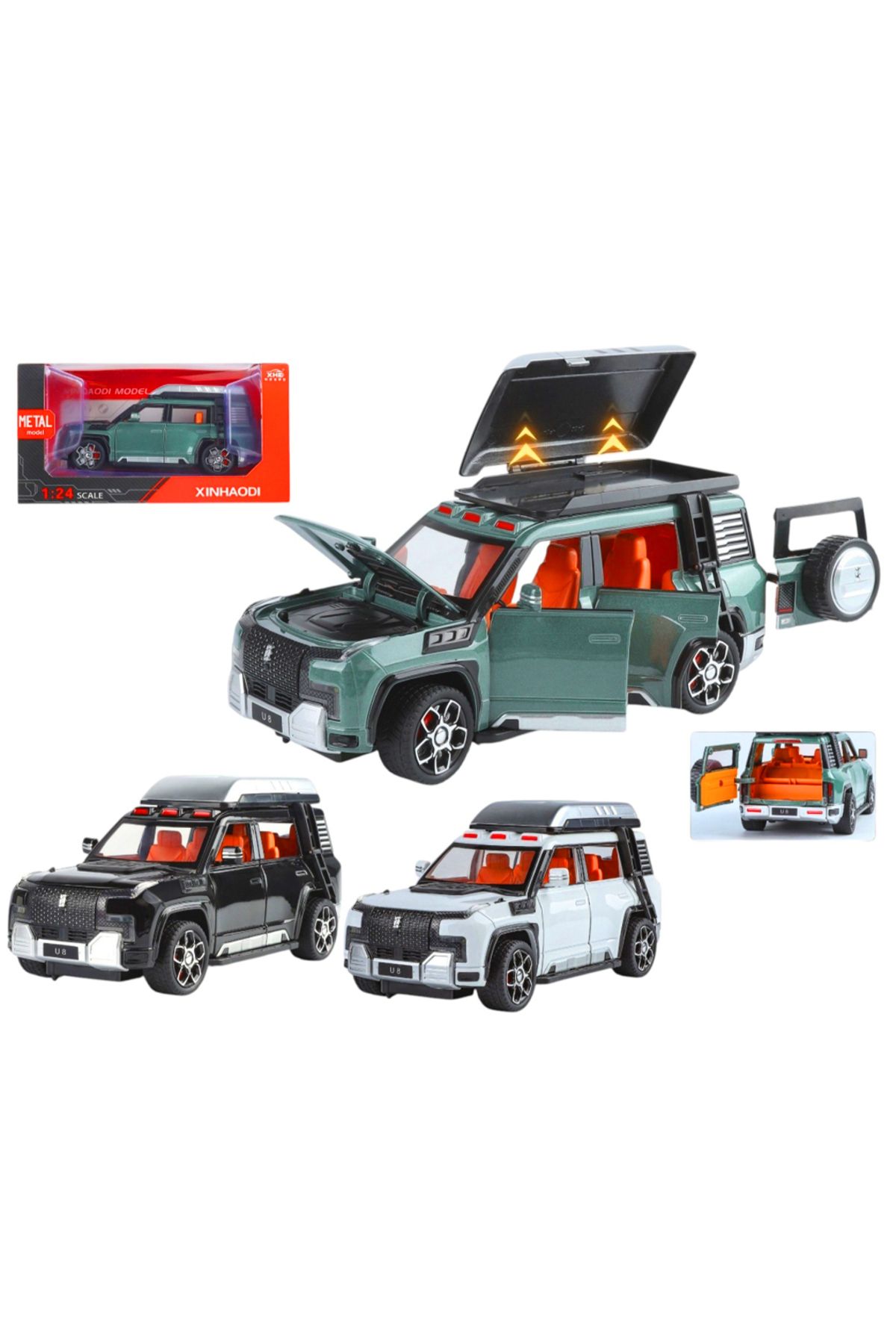 Banadabak ALLOY CAR MODEL ÇEKBIRAK ARABA C2432 LR JEEP METAL AÇILIR KAPI SESLİ IŞIKLI 1:24 6+ (1 Adet Fiyatı)