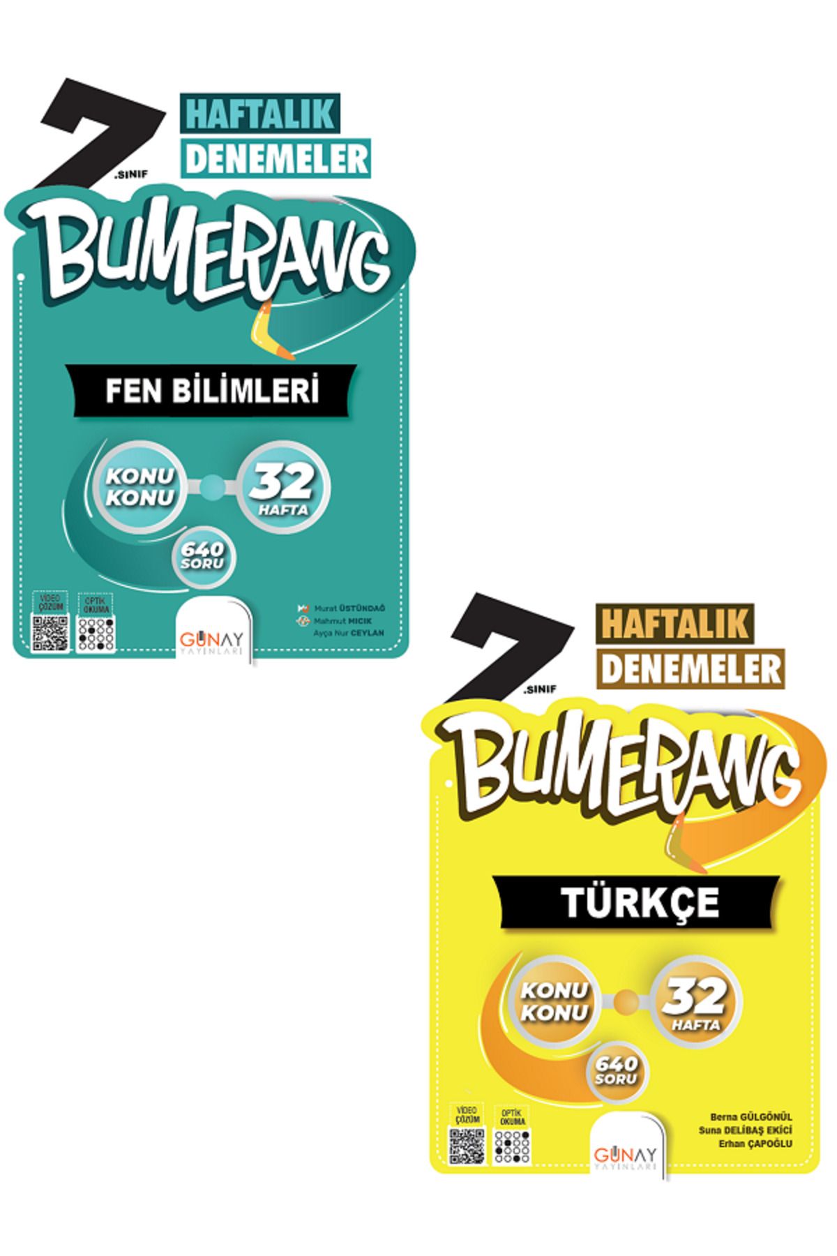 Evrensel İletişim Yayınları 7.Sınıf Günay Bumerang Fen Bilimleri + Türkçe 32 Haftalık Denemeler / Konu Konu / 2 KİTAP SET
