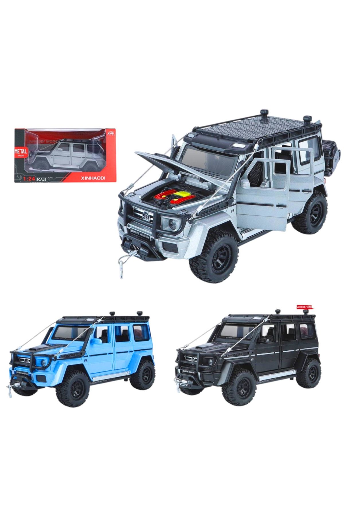 Banadabak ALLOY CAR MODEL ÇEKBIRAK ARABA OFF ROAD JEEP METAL AÇILIR KAPI SESLİ IŞIKLI 1:24 6+ (1 Adet Fiyatı)