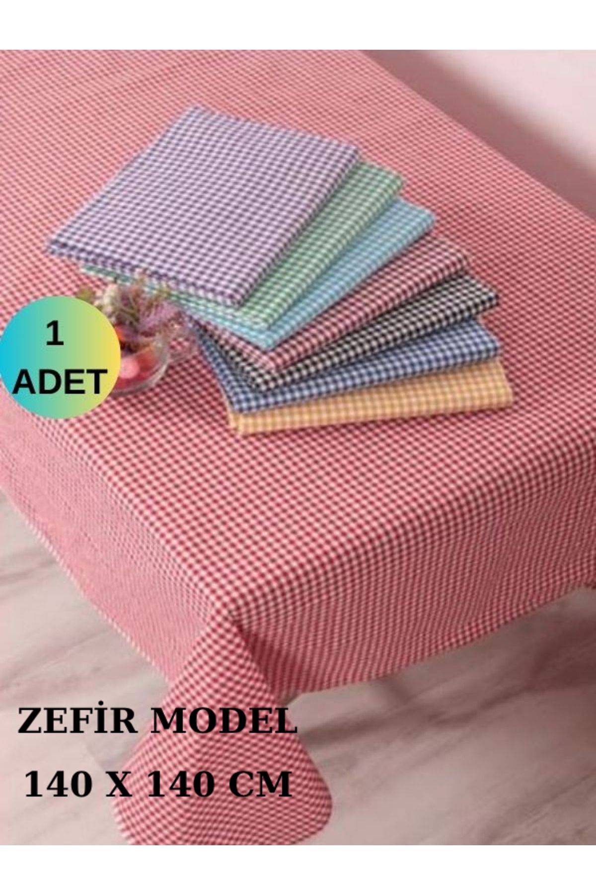 GOLDRİSE Piti Kareli Pamuk Masa Örtüsü Piknik Örtüsü Nostaljik Örtü 140*140 CM AÇIK PEMBE