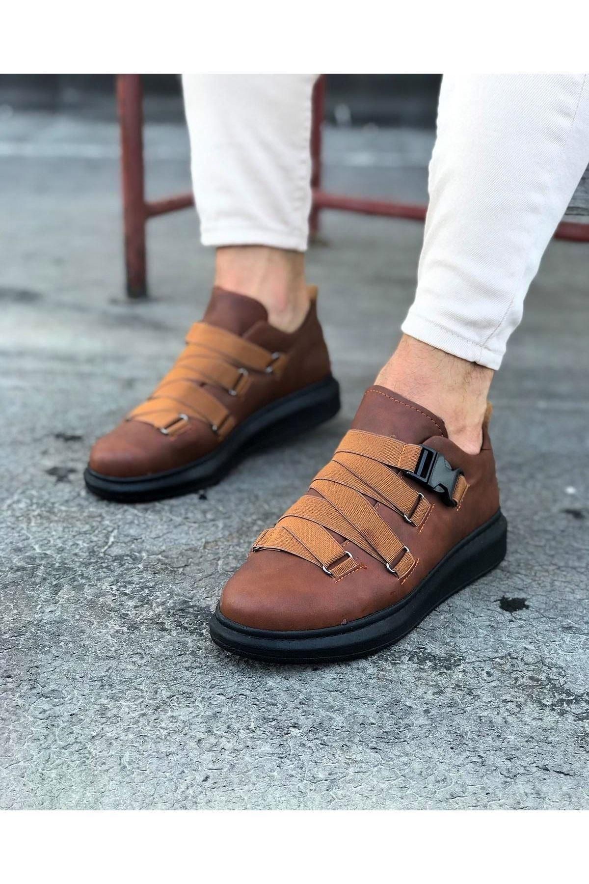 Celira HS033 Taba Siyah Erkek Yüksek Taban Ayakkabı