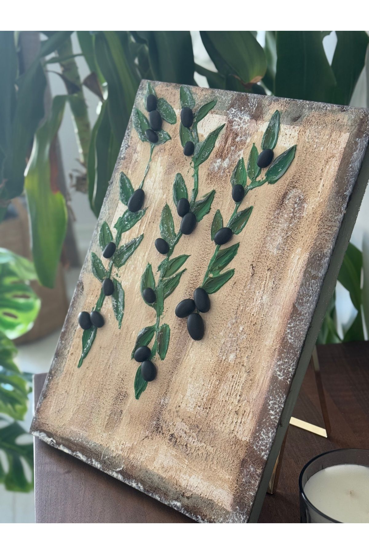 betonfikirler GEMLİK TABLO - 3D DOKULU ZEYTİN DETAYLI 25x35 CM