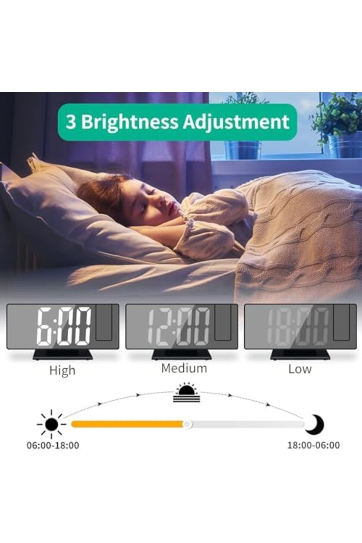 Generic-Projection Digital Alarm Clock | Multipurpose Projection Clock with 8-Inch LED Screen | Silent Clock 6