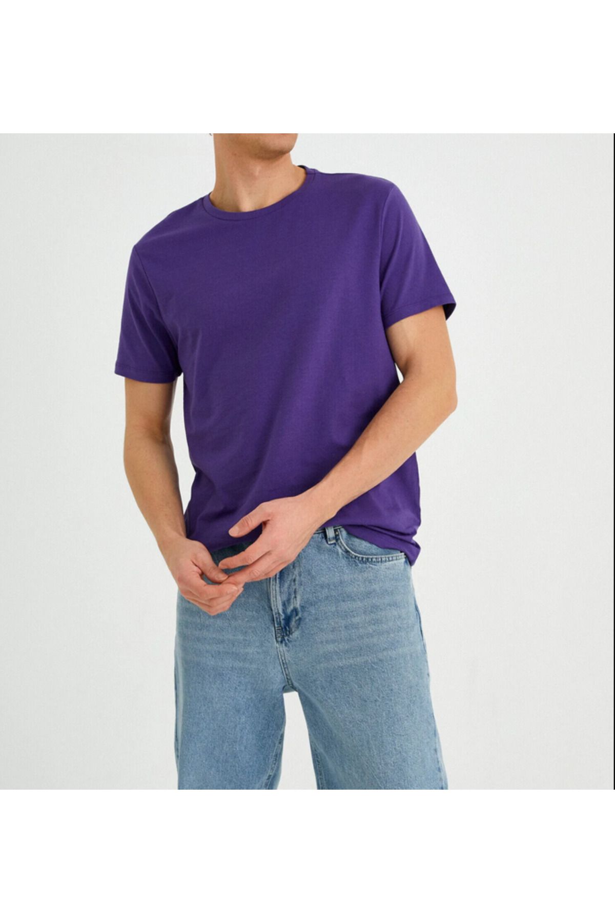 FİTGO Erkek Regular Mor T-Shirt