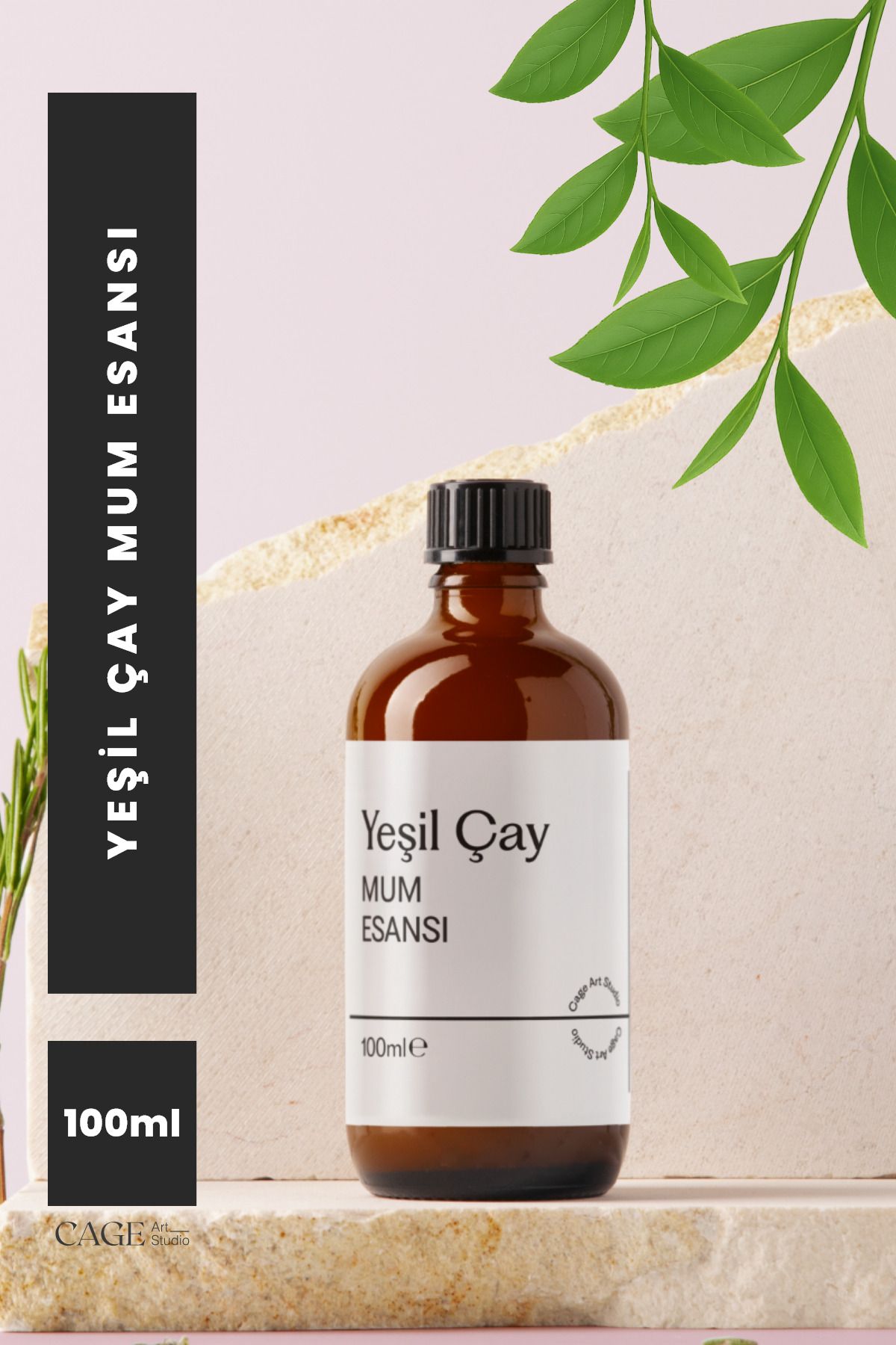 Cageartstudio Yeşil Çay Mum Esansı 100 Ml, Yüksek Kalite Mum Esansı, Mum Koku Esansı, Soya Wax Esansı