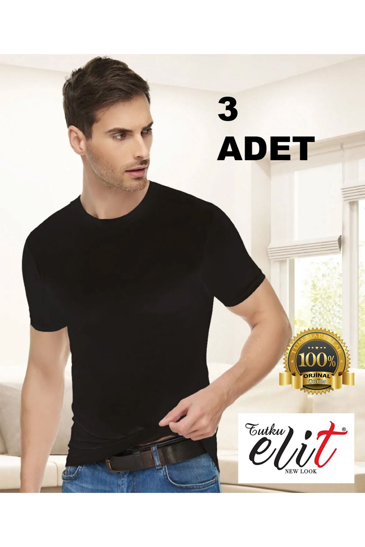 Tutku Elit 3'LÜ TUTKU ELİT %100 PAMUK ERKEK SIFIR YAKA YARIM KOL ATLET – ORİJİNAL ÜRÜN – SİYAH - BEYAZ