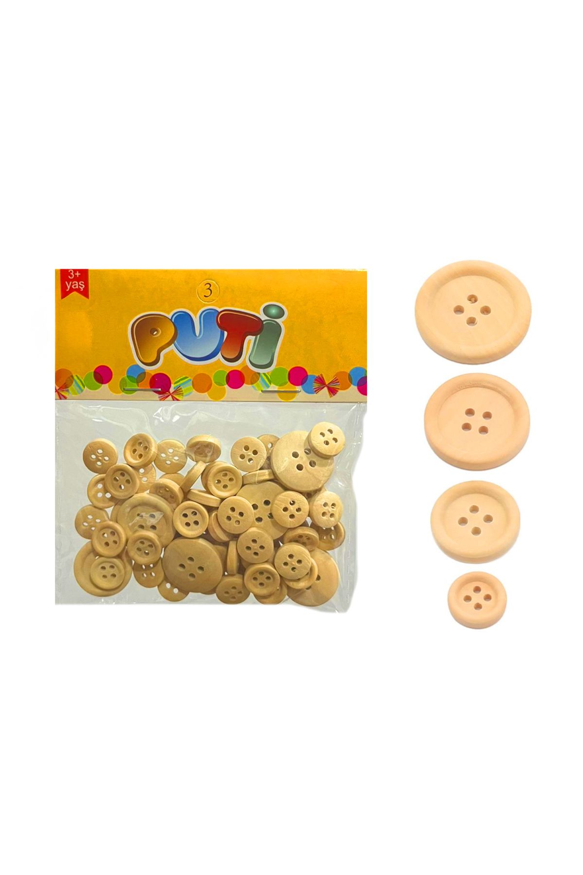 Banadabak DÜĞME NATUREL AHŞAP 1.2-2 CM KARIŞIK 11158 (1 Adet Fiyatı)