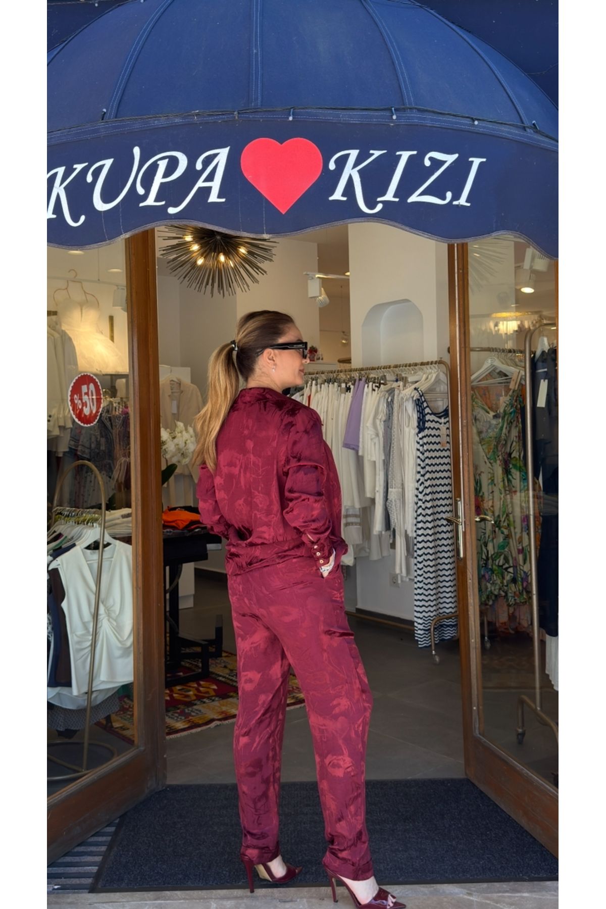 Kupa Kızı Mar de Moda İpek Saten Alt Üst Takım