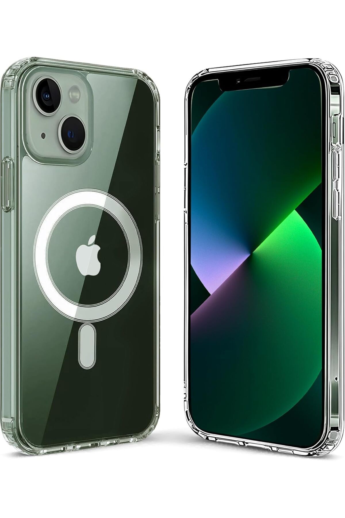 Ehr. iPhone 13 Mini Uyumlu Kamera Korumalı Magsafe Wireless Şarj Özellikli Şeffaf Silikon Kılıf