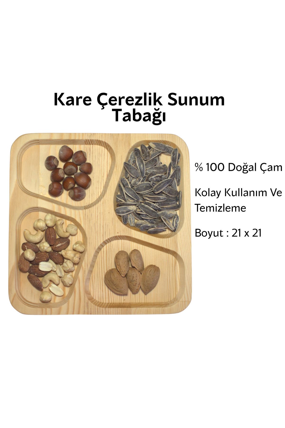 bidunyaahsap Çam Kare Çerezlik Sunum Tabağı