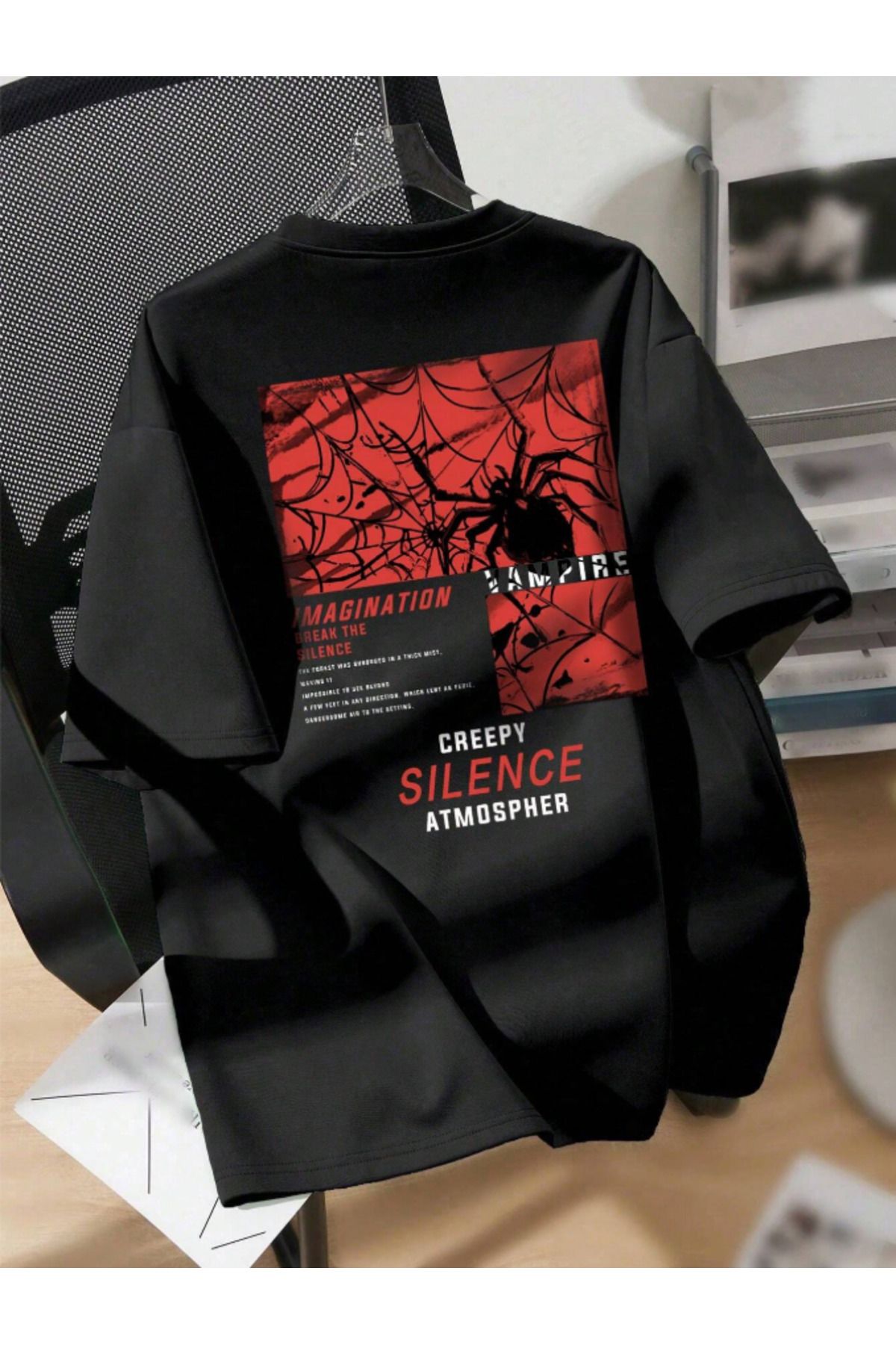 COHERENT Unisex Erkek/Kadın SİLENCE Özel Baskılı Oversize Pamuklu T-Shirt