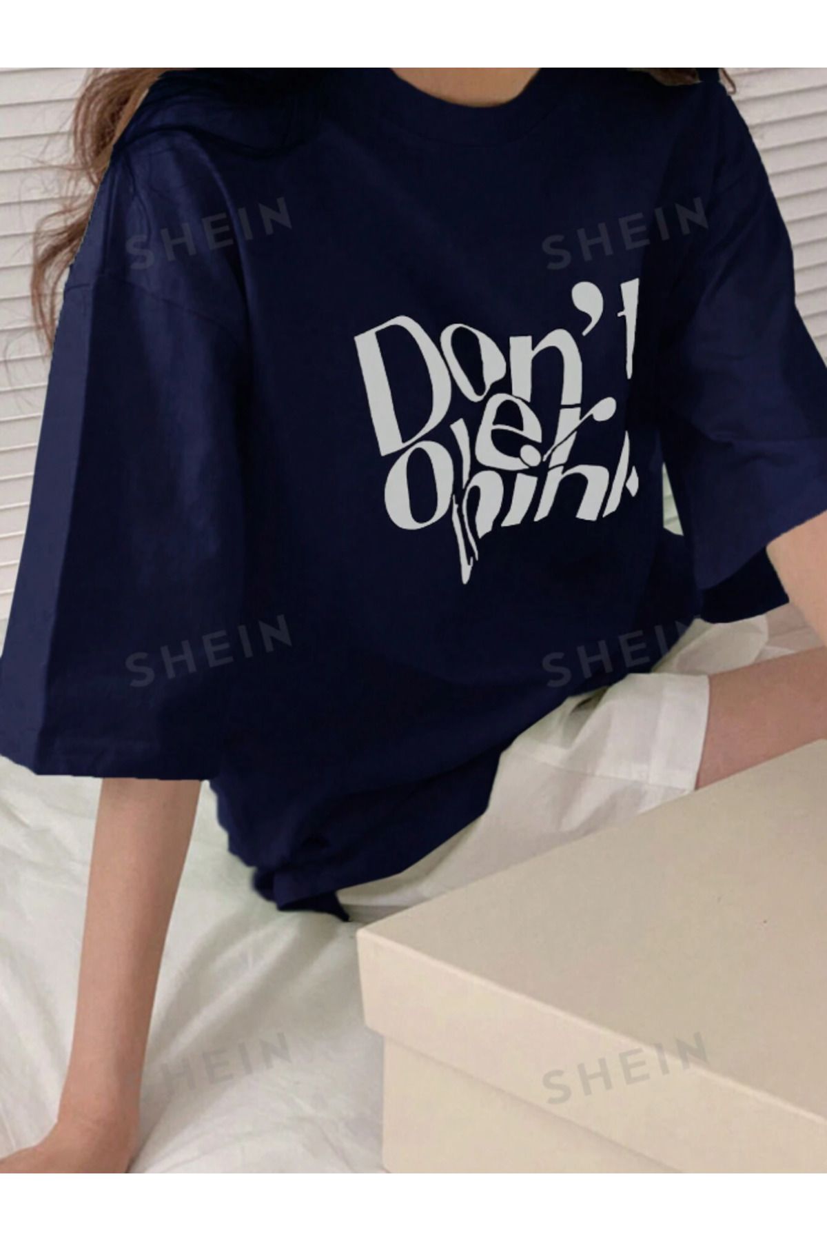 COHERENT Unisex Erkek/Kadın THİNK Özel Baskılı Oversize Pamuklu T-Shirt