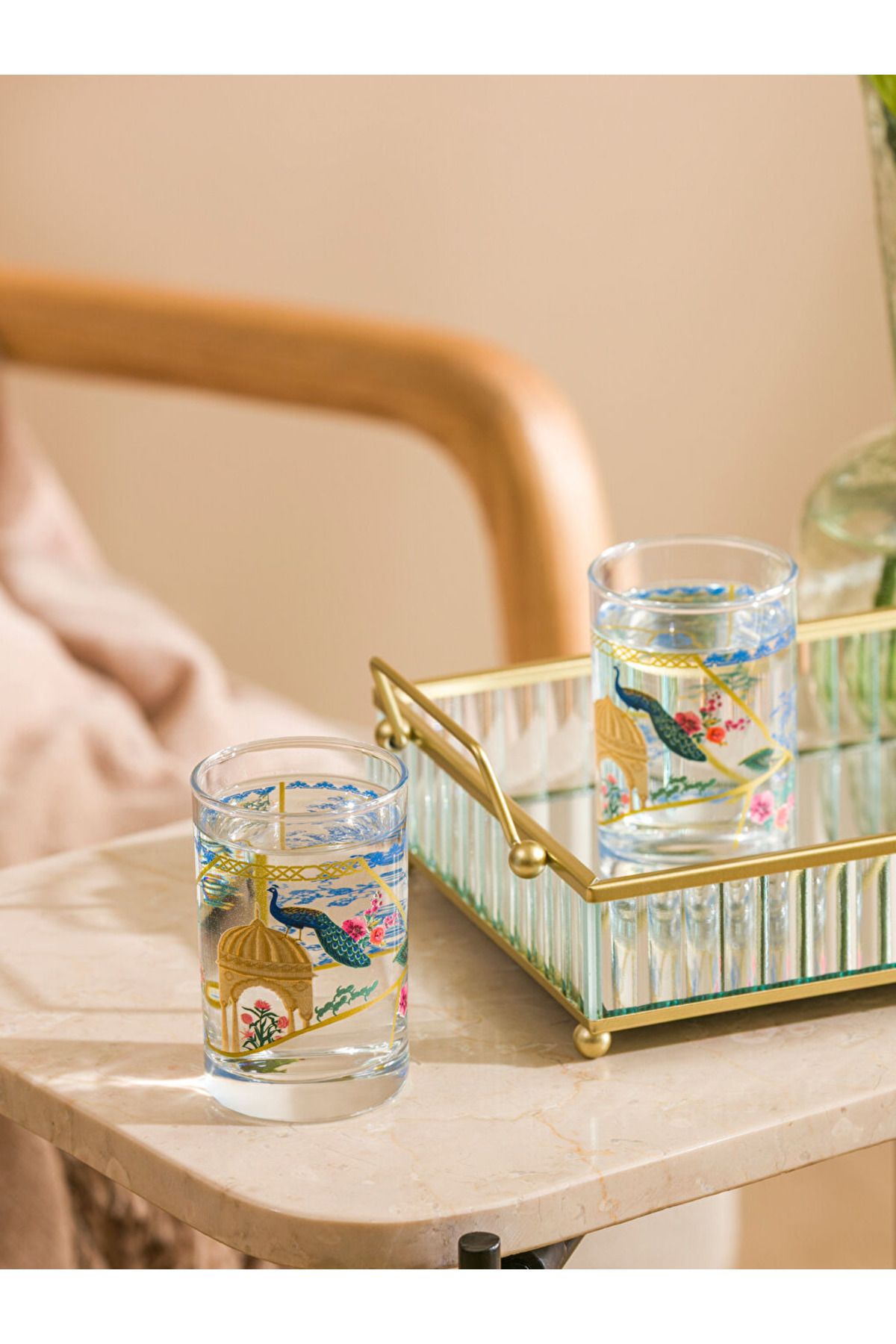 LC Waikiki summer collection Baskılı Cam Su Bardağı Seti 4'lü 125 ml city