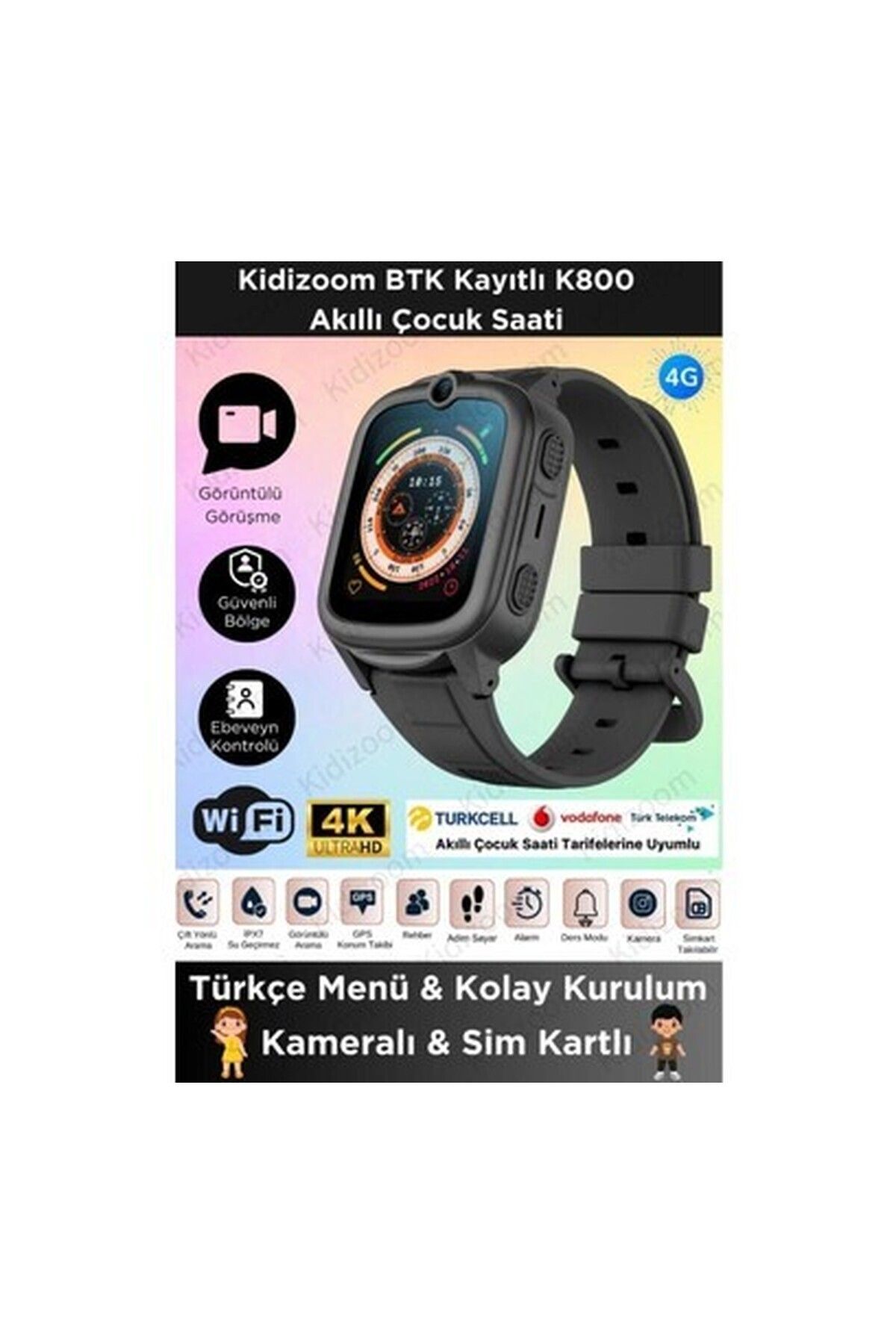 teknotrust K800 Akıllı Çocuk Saati Sim Kartlı Gps Konum Görüntülü Konuşma Özellikli Çocuk Saati