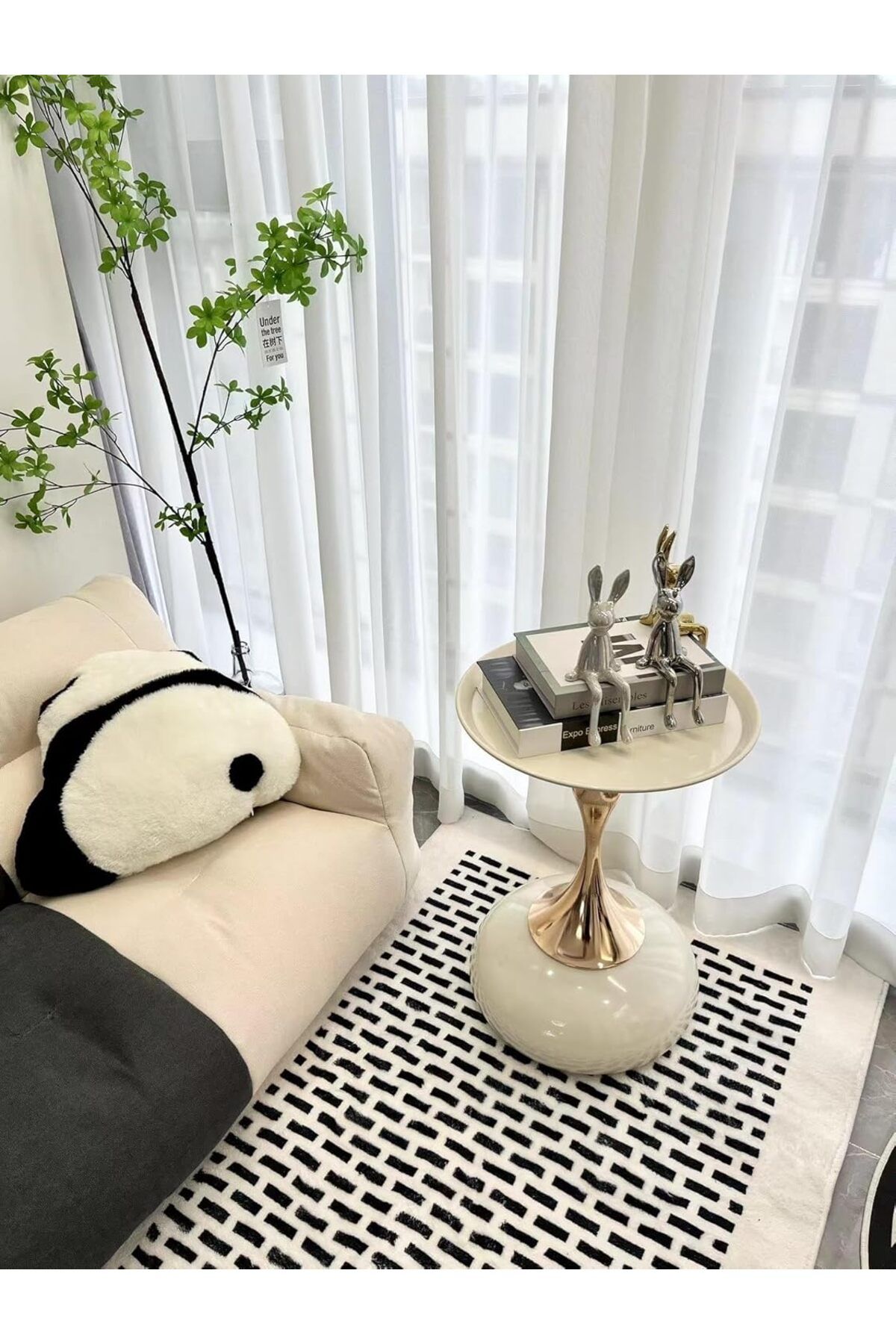 Generic-White Nordic Style Light Luxury Simple Round Table, Side Table, Metal Unique End Table 5