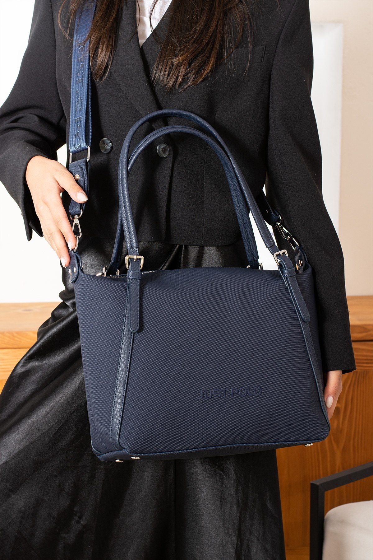 Just Polo Nora 6037 Suni Deri Kadın El Ve Omuz Çantası (Ebat:En 32 x27 Cm)