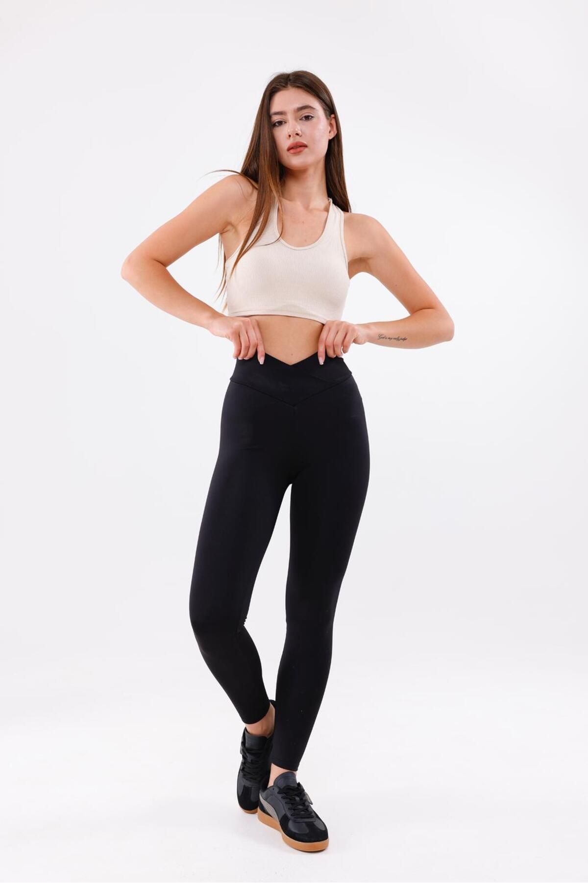 PERFECTLİNE Yüksel Bel V-Kesim Fit Kadın Spor Tayt