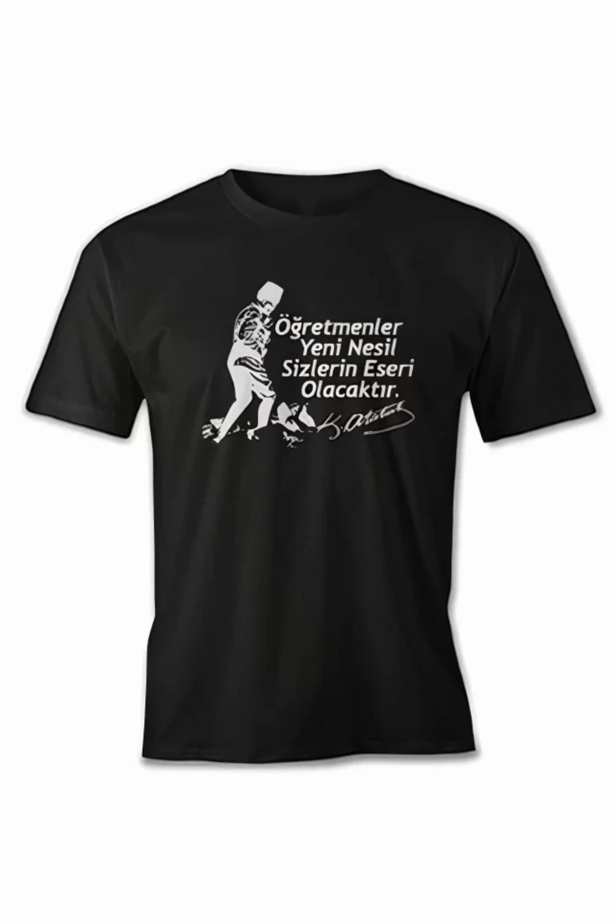 ETİLER COLLECTION 24 Kasım Öğretmenler Baskılı T-shirt - Siyah